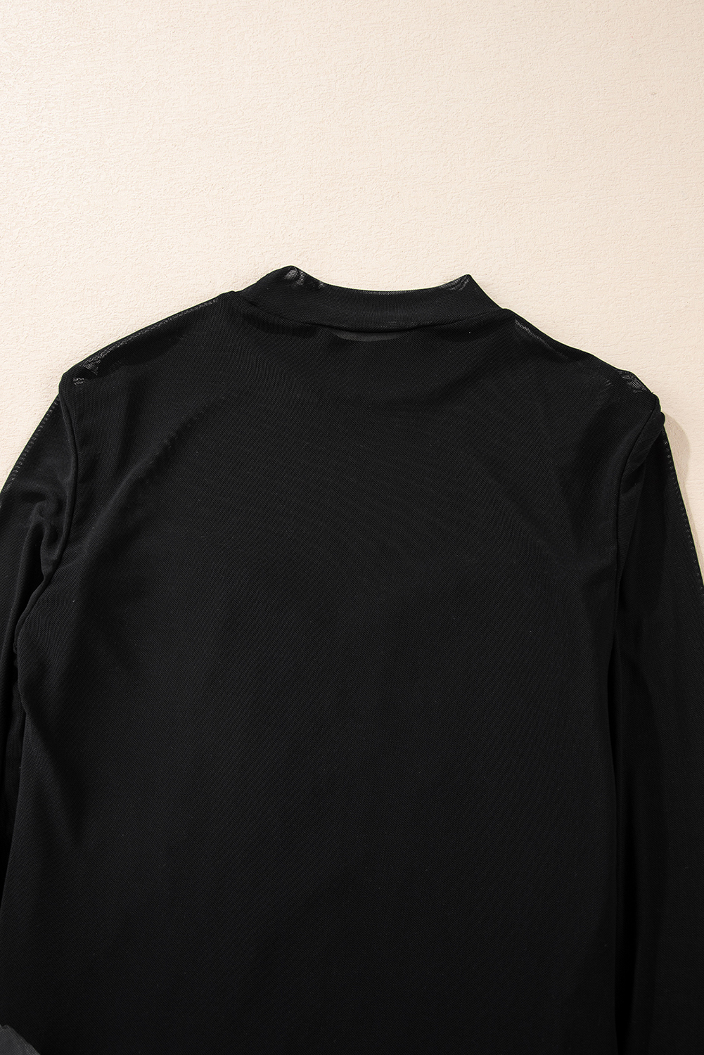 Black Sequin Velvet Sheer Mesh Mock Neck Blouse - loveforevers