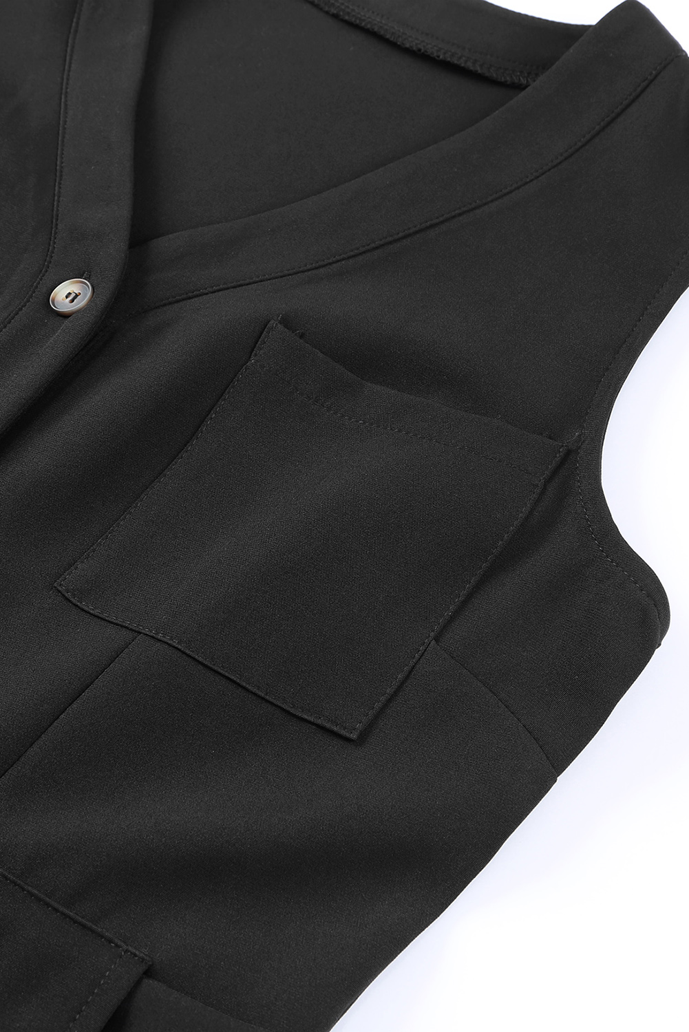 Black Buttoned Sleeveless Cropped Jumpsuit with Sash - loveforevers
