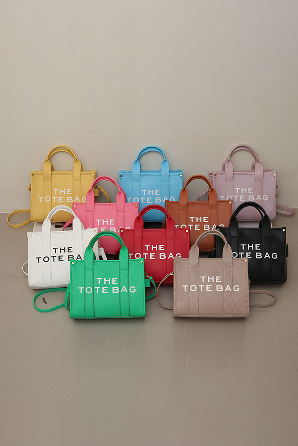 Khaki THE TOTE BAG PU Leather Large Shoulder Bag - loveforevers
