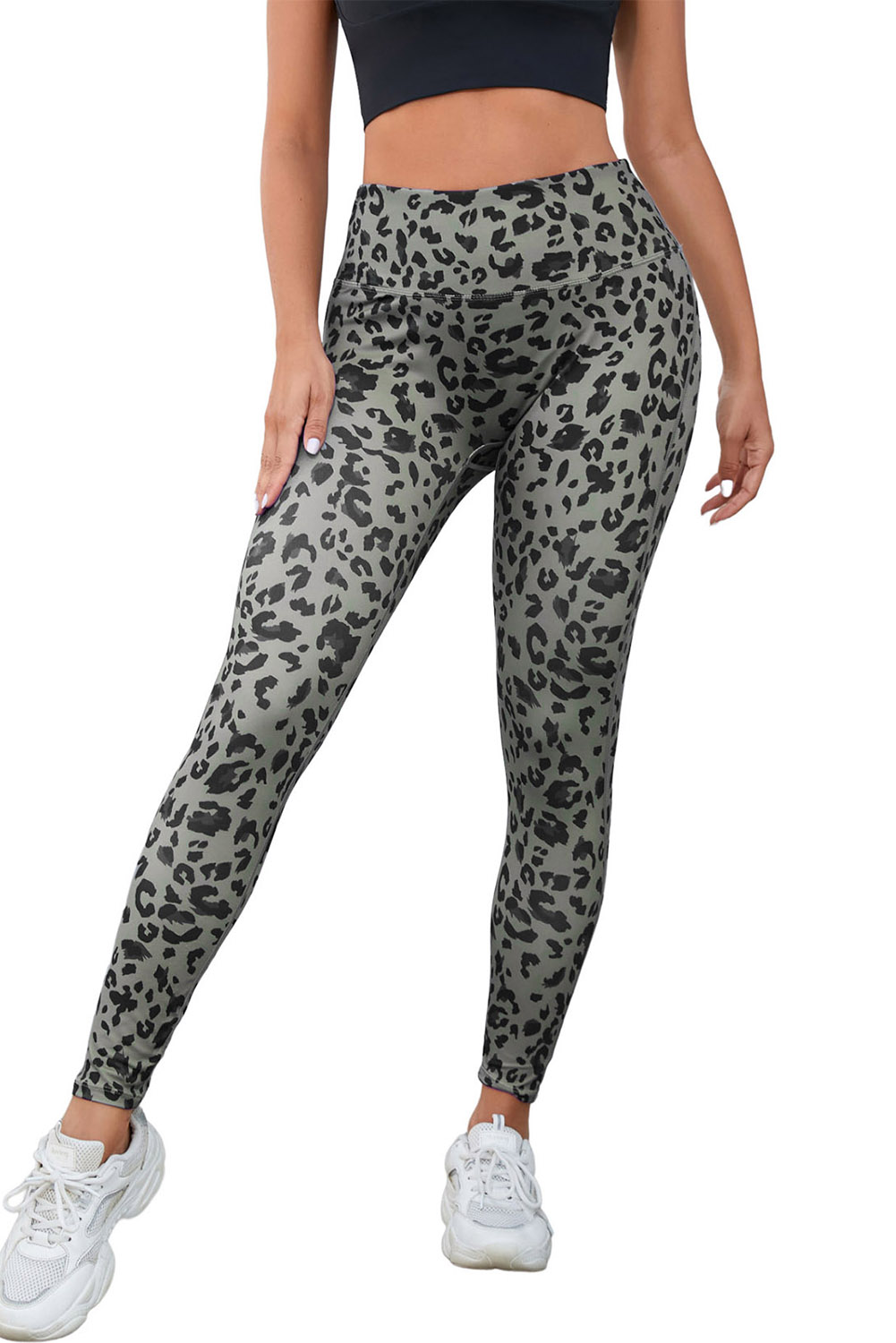 Gray Classic Leopard Print Active Leggings - loveforevers