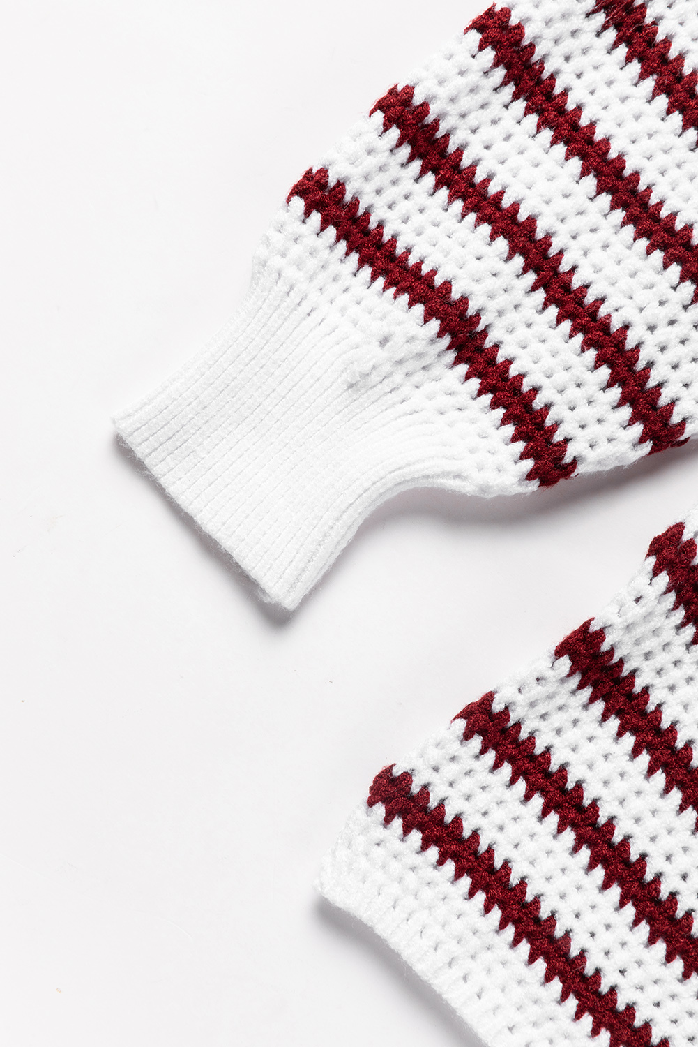 Fiery Red Striped Knit Split Hem Baggy Sweater - loveforevers