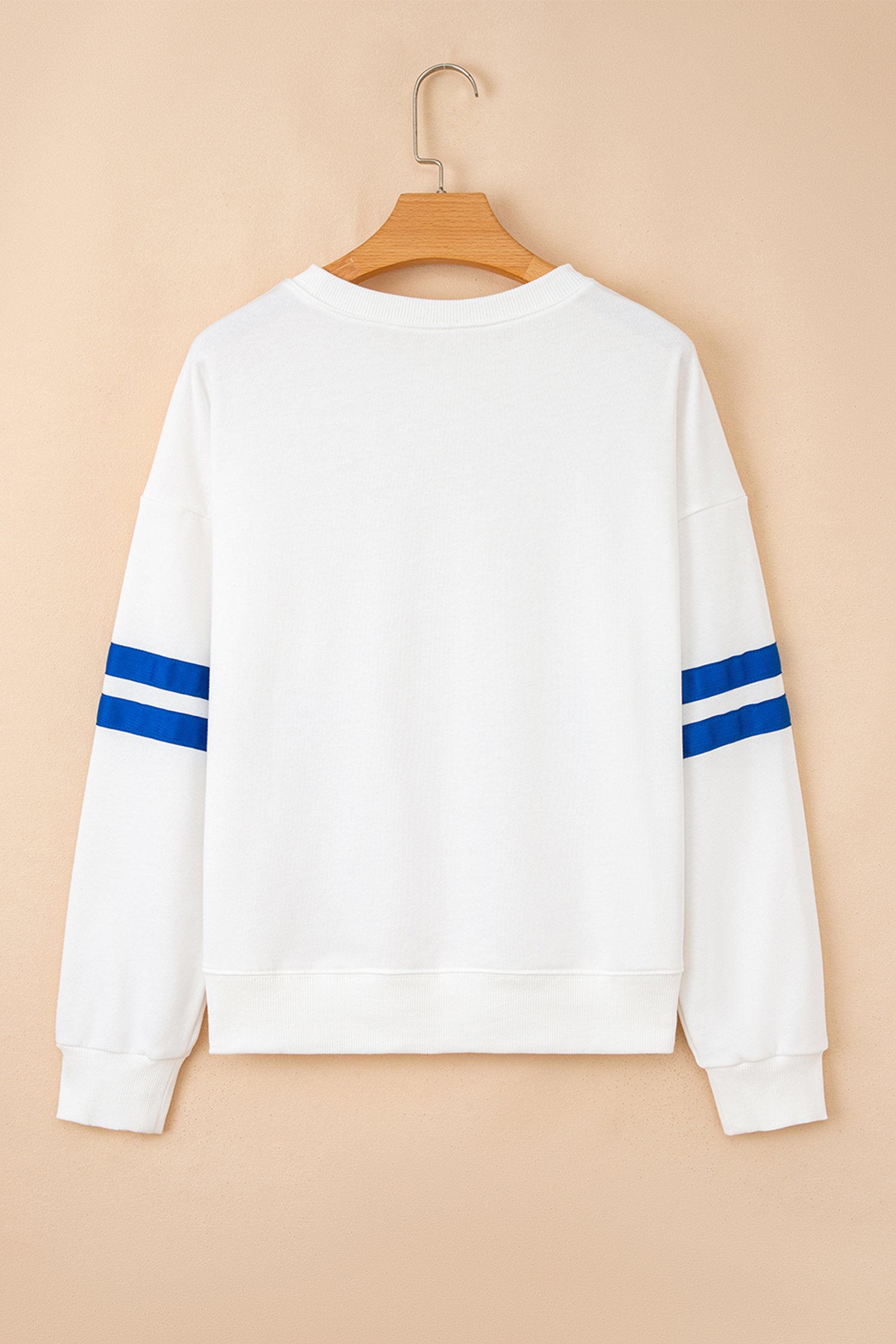 White Baseball Game Day Printed Varsity Striped Sweatshirt - loveforevers