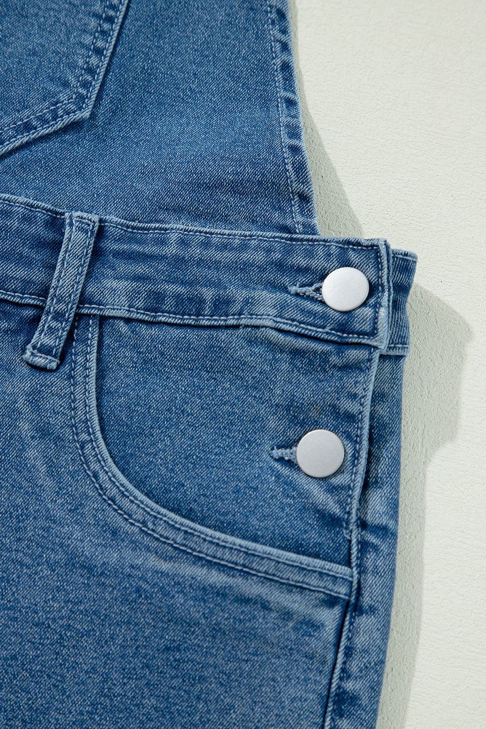 Dusk Blue Adjustable Tie Straps Cropped Wide Leg Denim Overalls - loveforevers