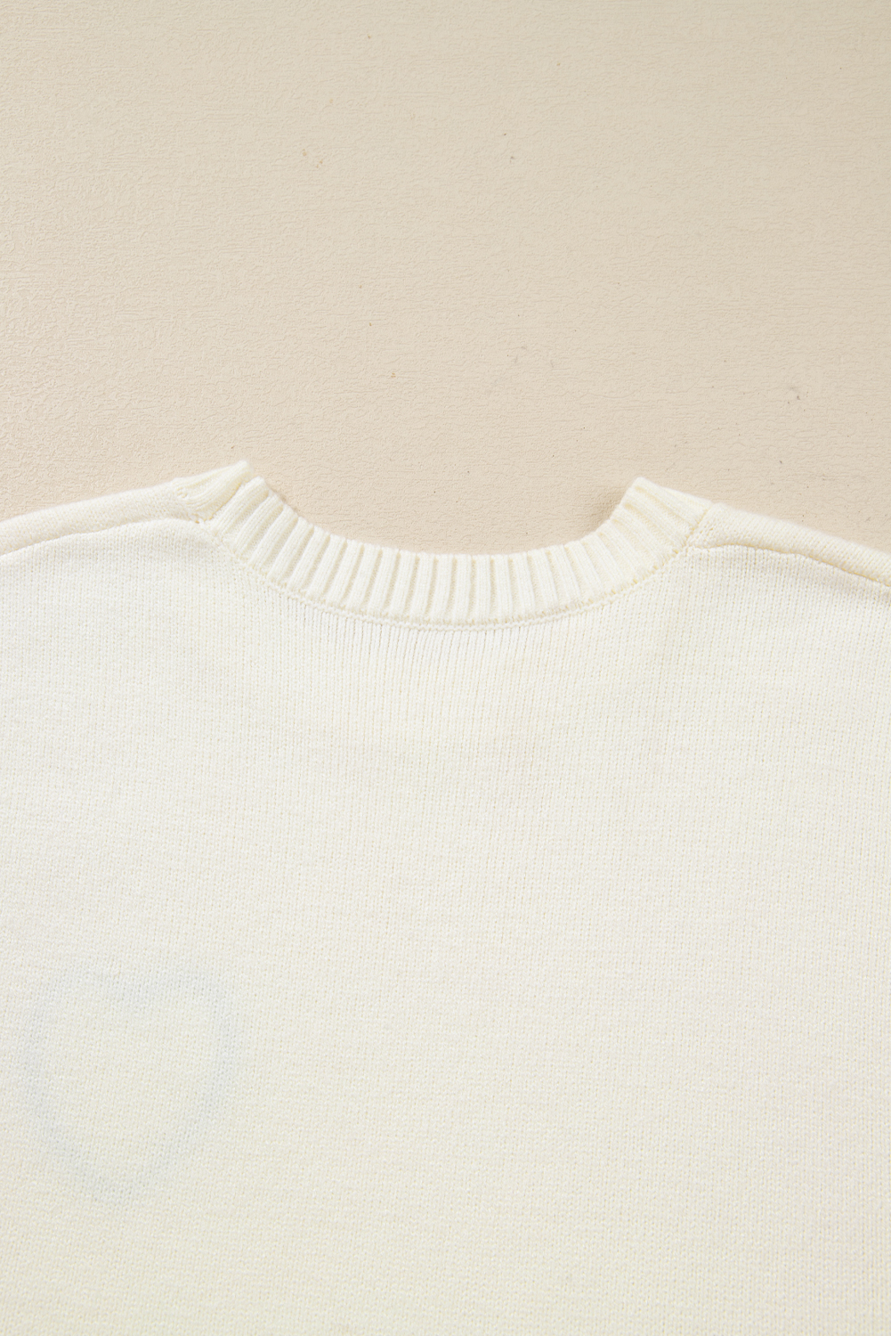 Light Pink Plaid Heart Embroidered Cuffed Drop Shoulder Crew Neck Sweater - loveforevers