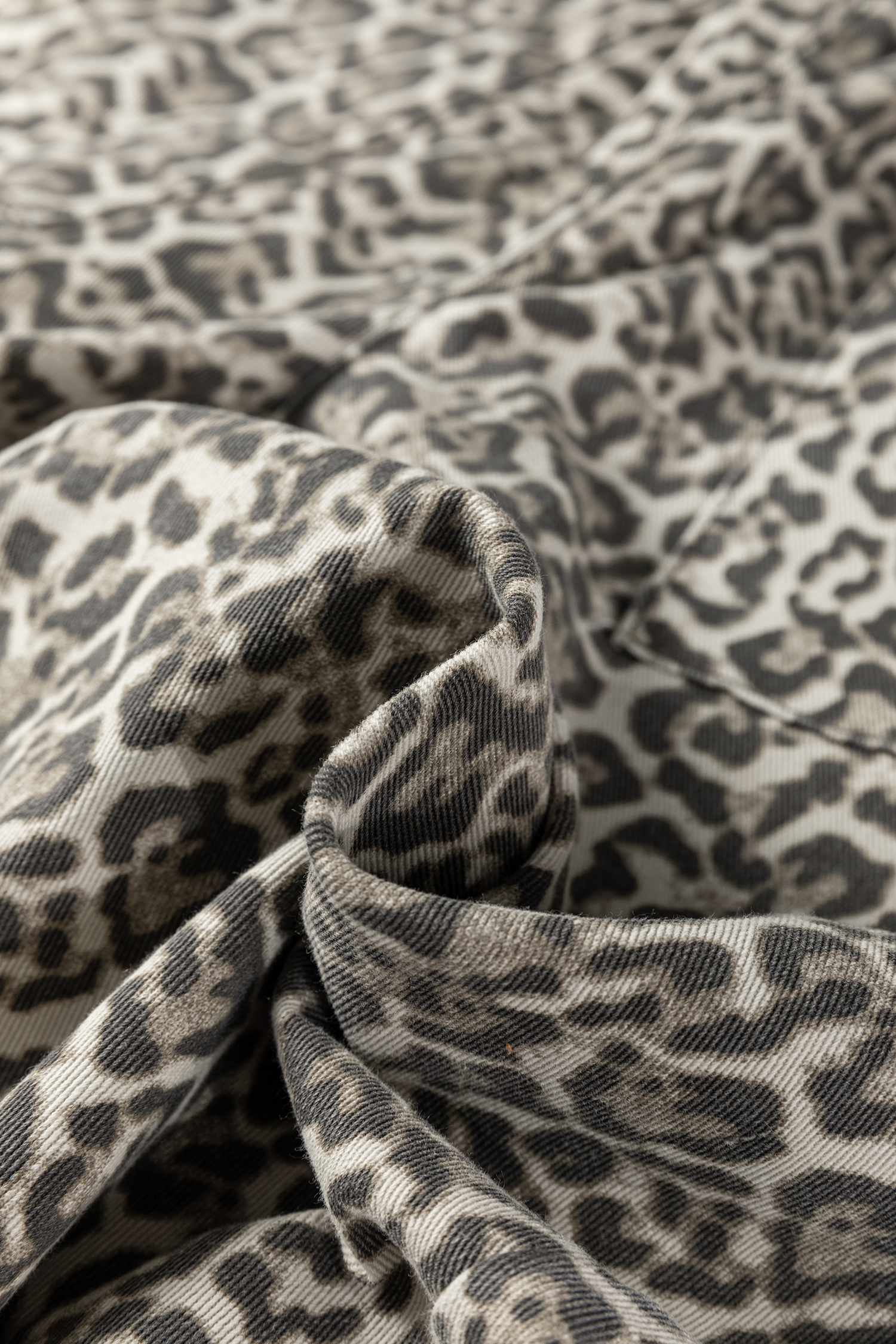 Brown Leopard Print Raw Hem Elastic Waist Loose Pull On Jeans - loveforevers