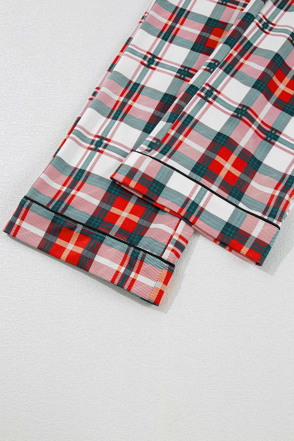 Red Christmas Plaid Print Two Piece Long Sleeve Pajamas Set - loveforevers