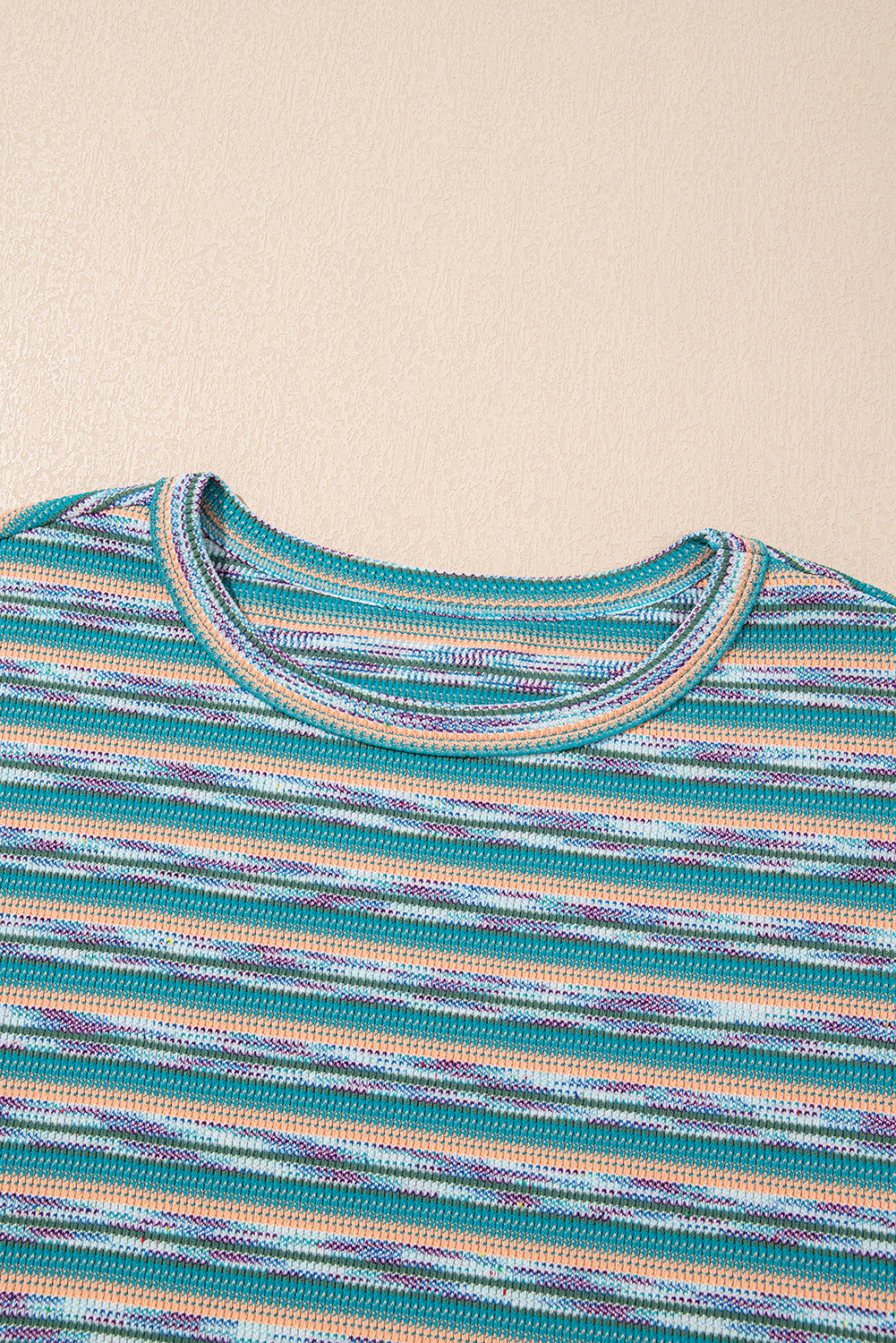 Multicolour Striped Wide Sleeve Loose T Shirt - loveforevers