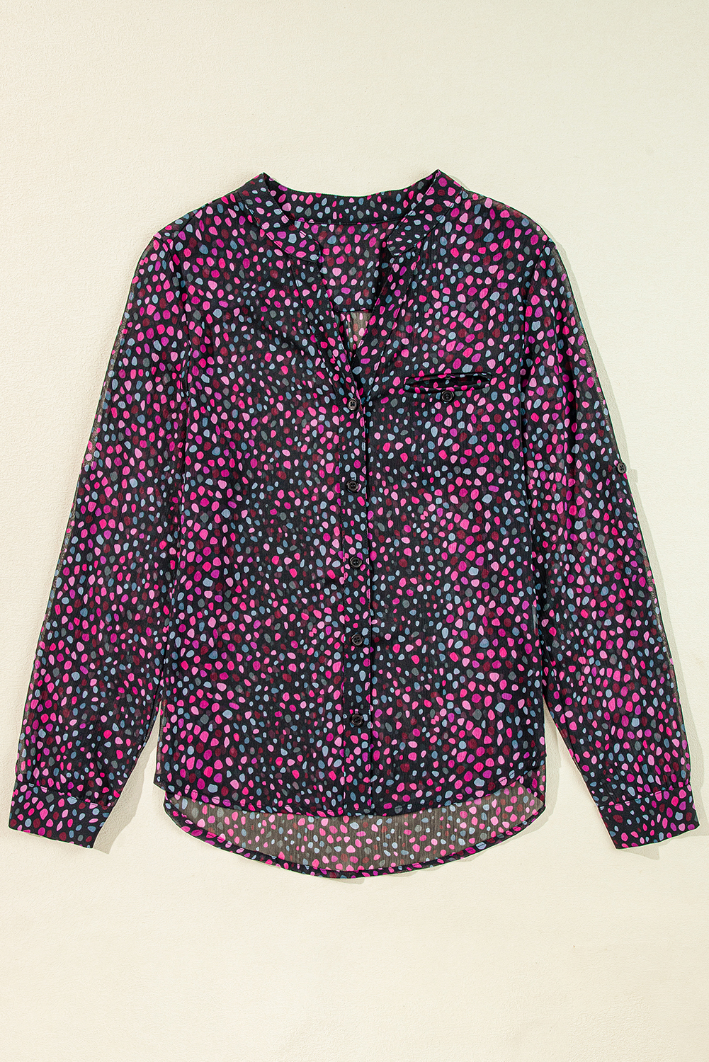 Grape Wine Polka Dot Printed Buttoned Casual Shirt - loveforevers