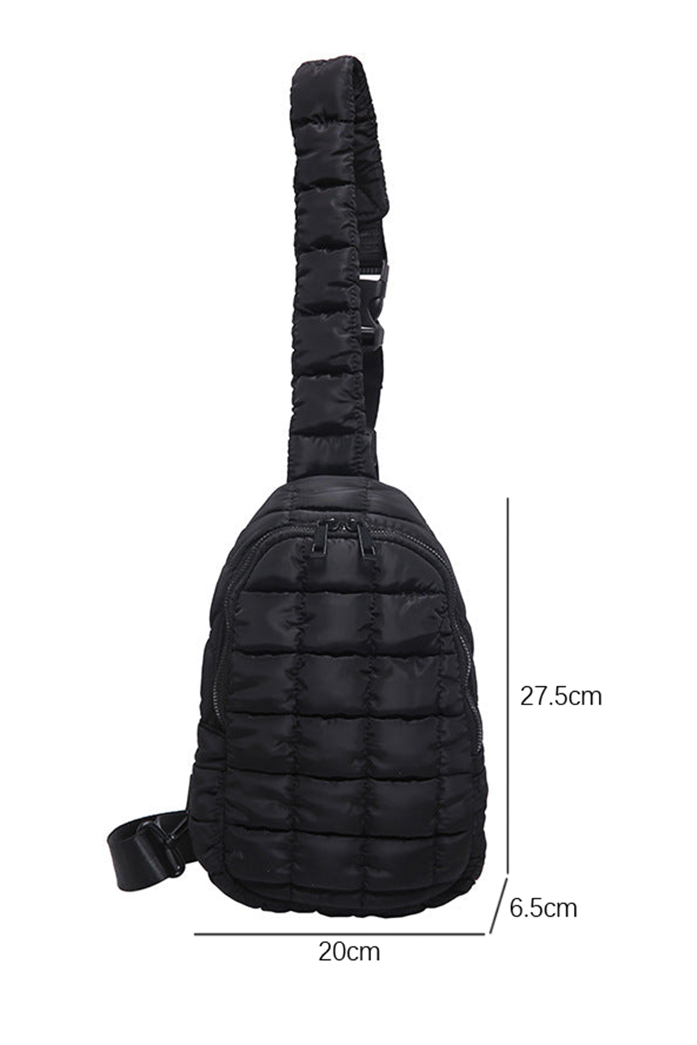 Black Zipper Quilted Puffer Crossbody Bag - loveforevers