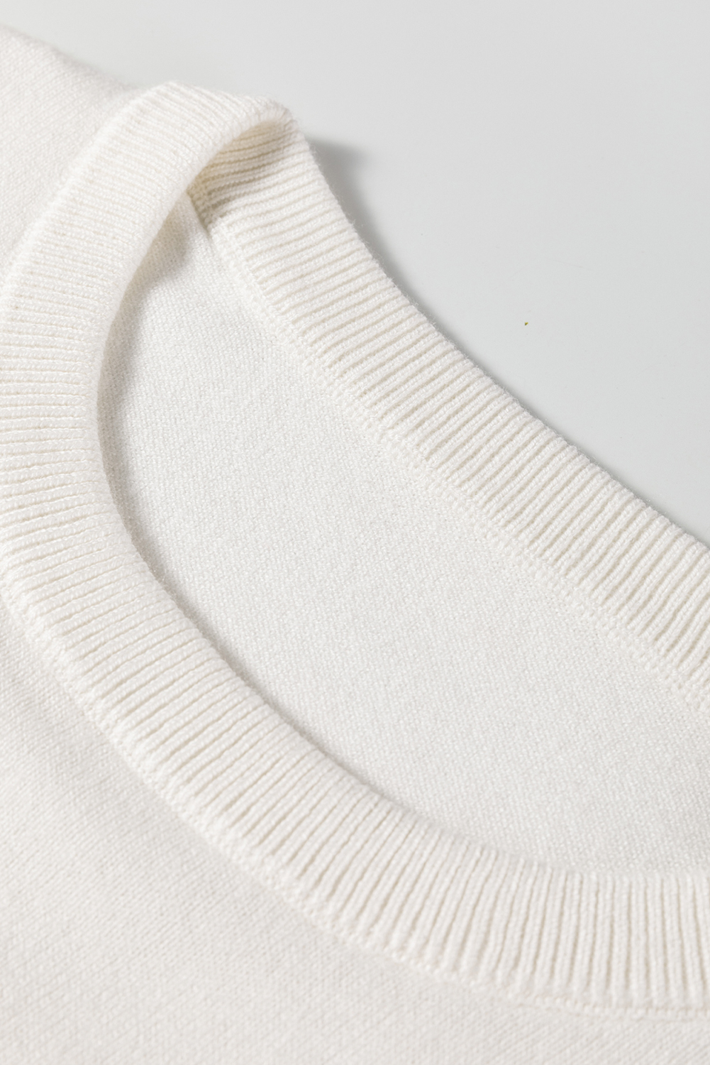 White Button Split Cuffs Round Neck Slim Sweater - loveforevers