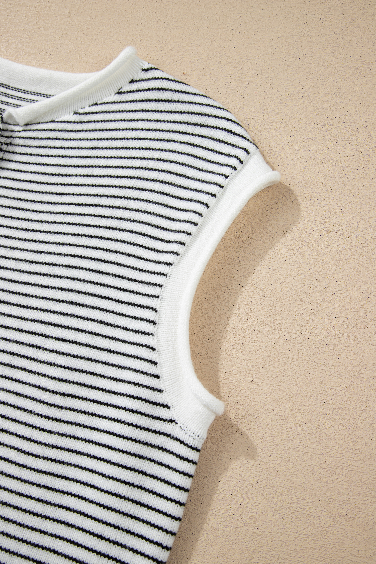 Black Stripe Contrast Trim Cap Sleeve Button Down Casual Cardigan - loveforevers