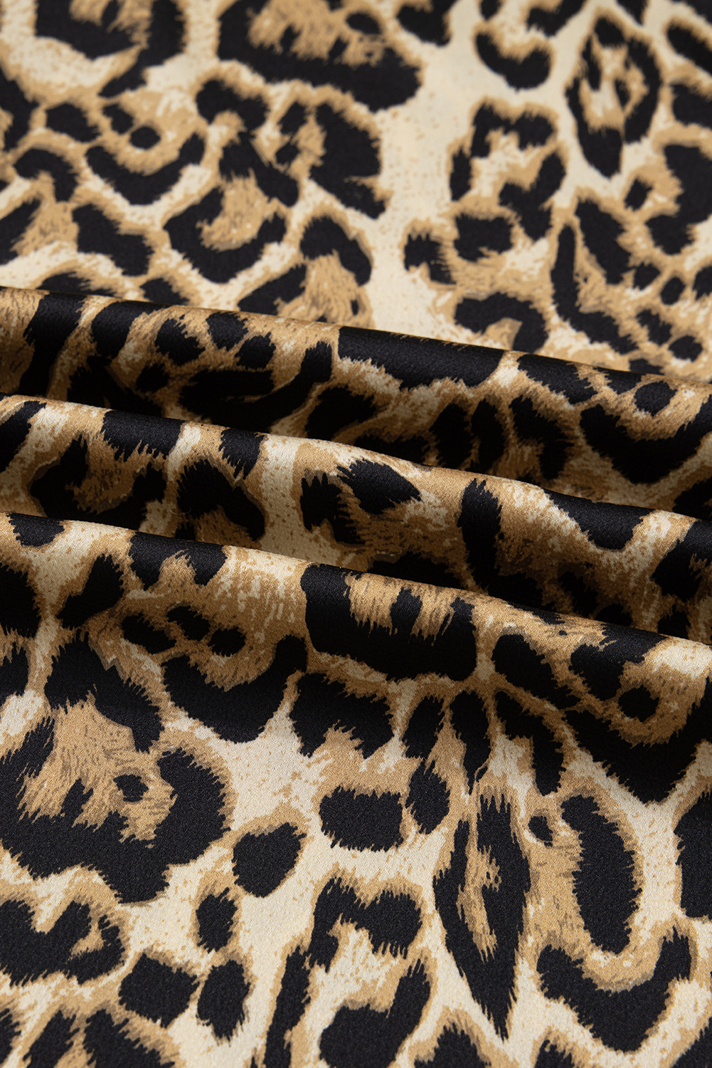 Brown Leopard Collared 3/4 Sleeve Shirt and Loose Pants Two Piece Outfit Set - loveforevers