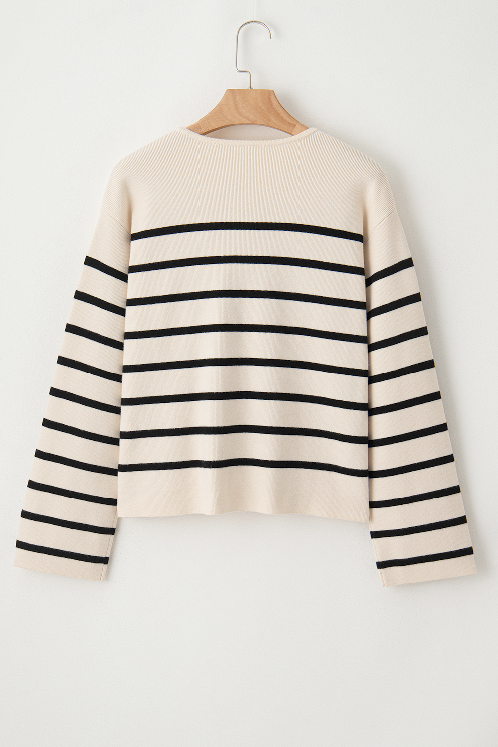 Black Stripe Flap Pocket Buttoned Cardigan Sweater - loveforevers