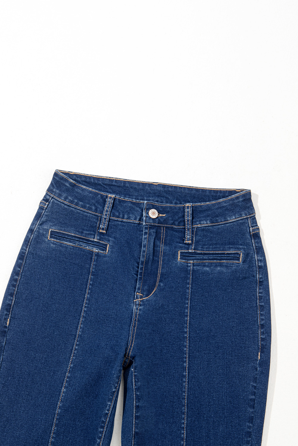 Sail Blue Center Seam Deep Wash Straight Jeans - loveforevers