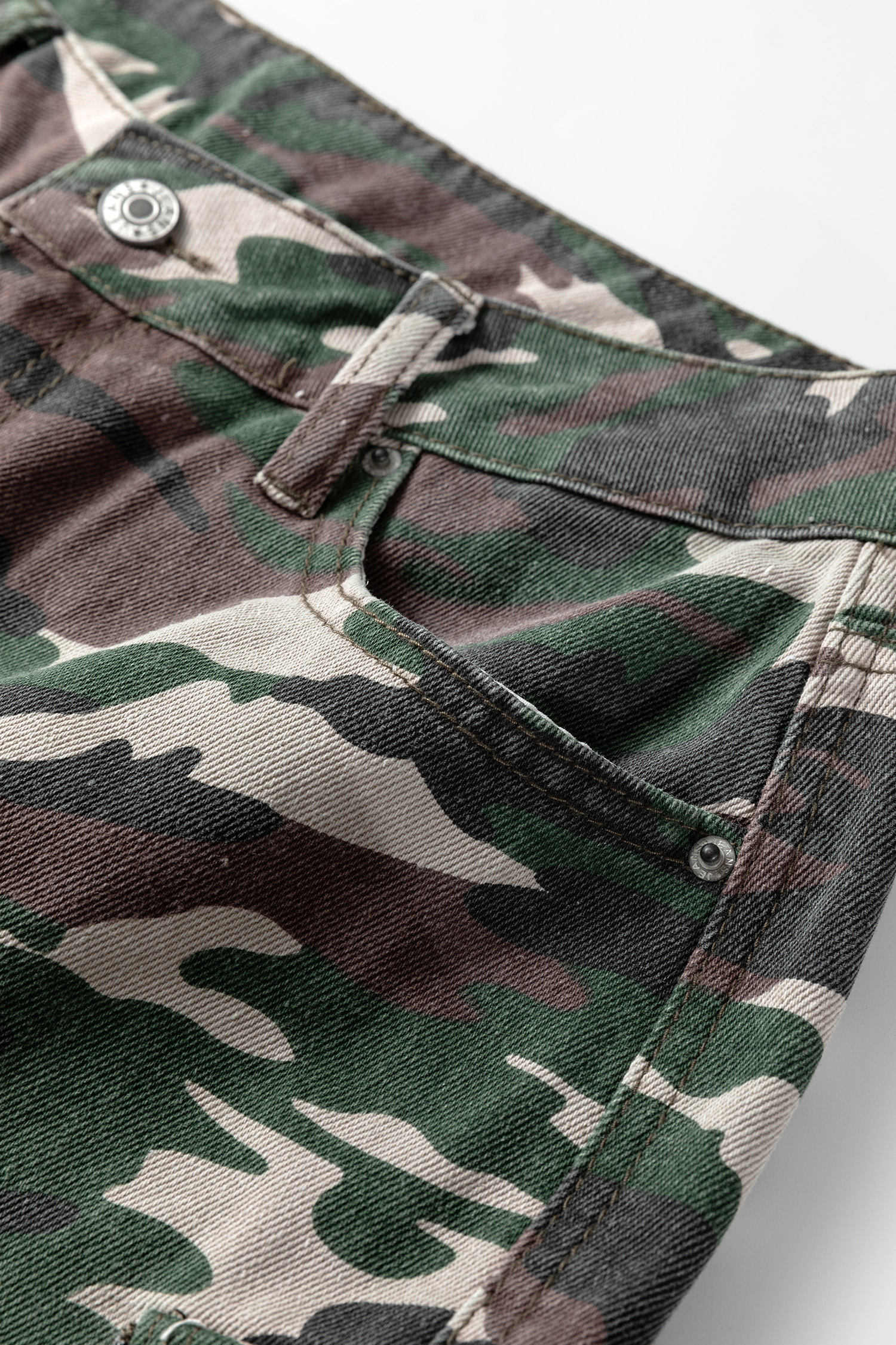 Green Camo Denim Cargo Wide Leg Pants - loveforevers