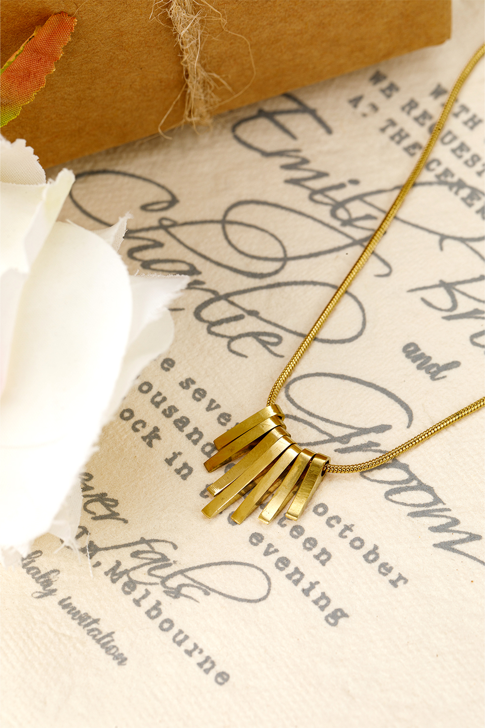 Gold Asymmetric Bar Pendant Plated Alloy Necklace - loveforevers