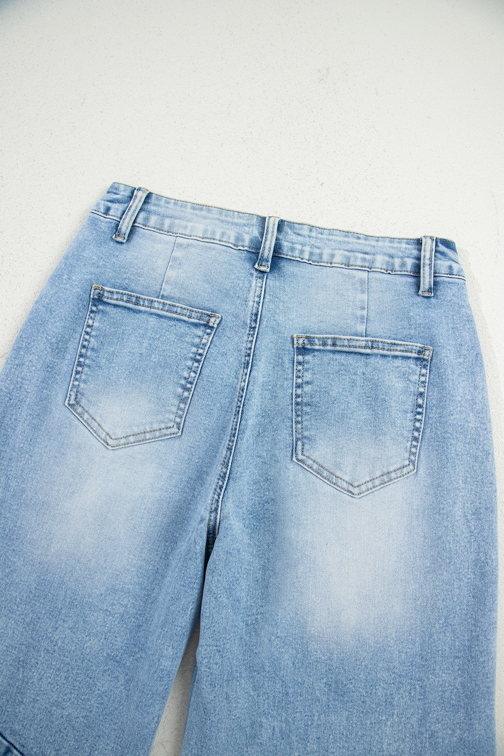 Beau Blue Flower Patched Light Wash Cropped High Waist Jeans - loveforevers