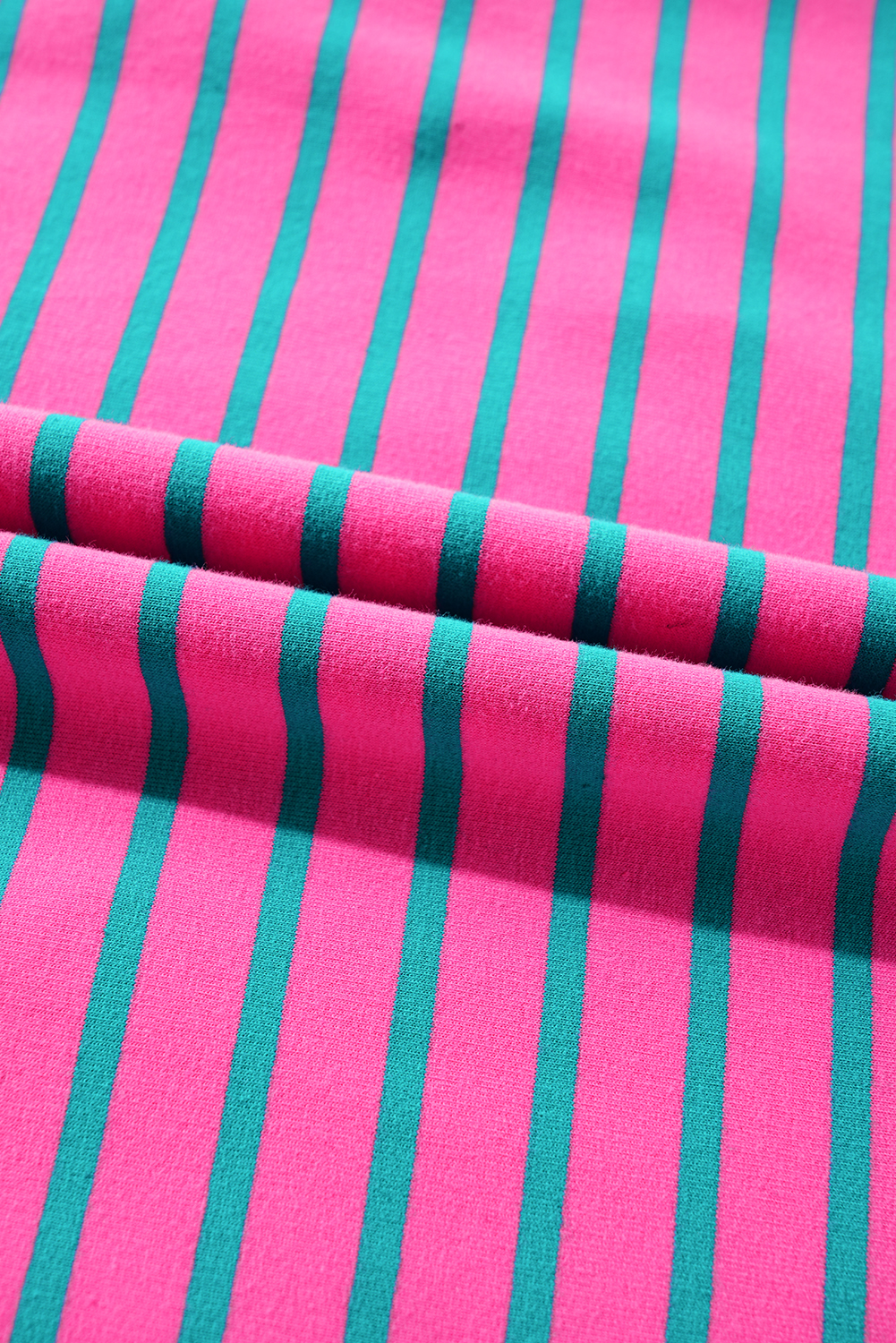 Pink Stripe Collared V Neck Puff Sleeve T Shirt Dress - loveforevers