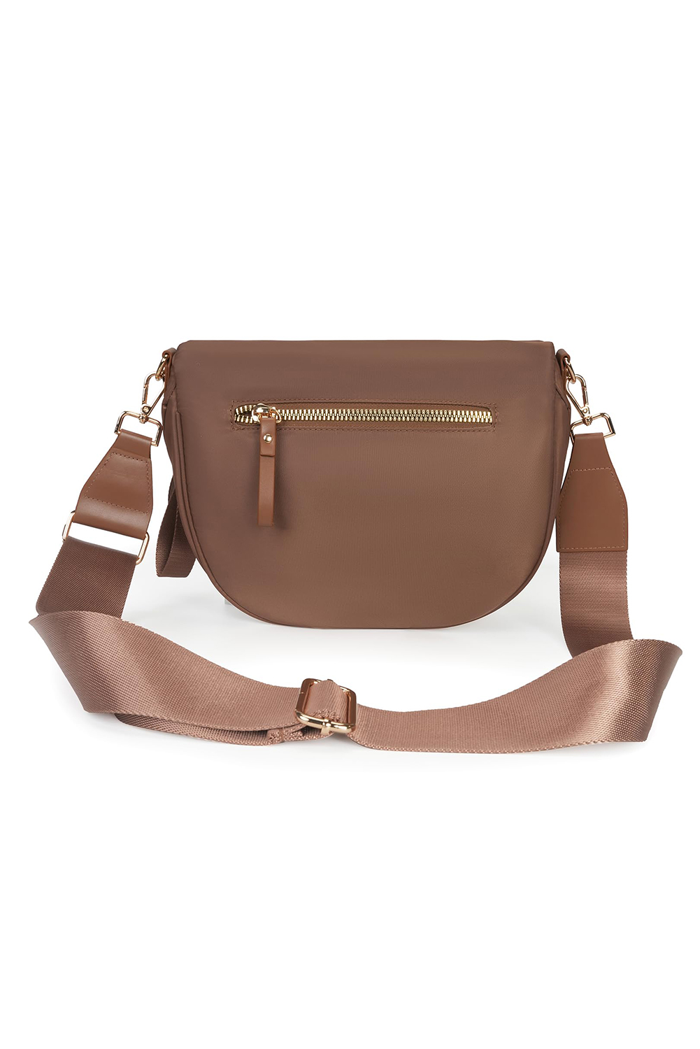 Light Grey Double Zip Crescent Shape Adjustable Sling Bag - loveforevers