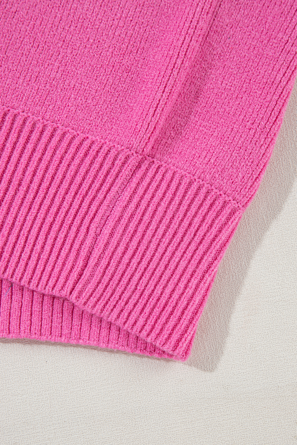 Pink Ribbed Knit Contrast Sleeve Sweater Top - loveforevers