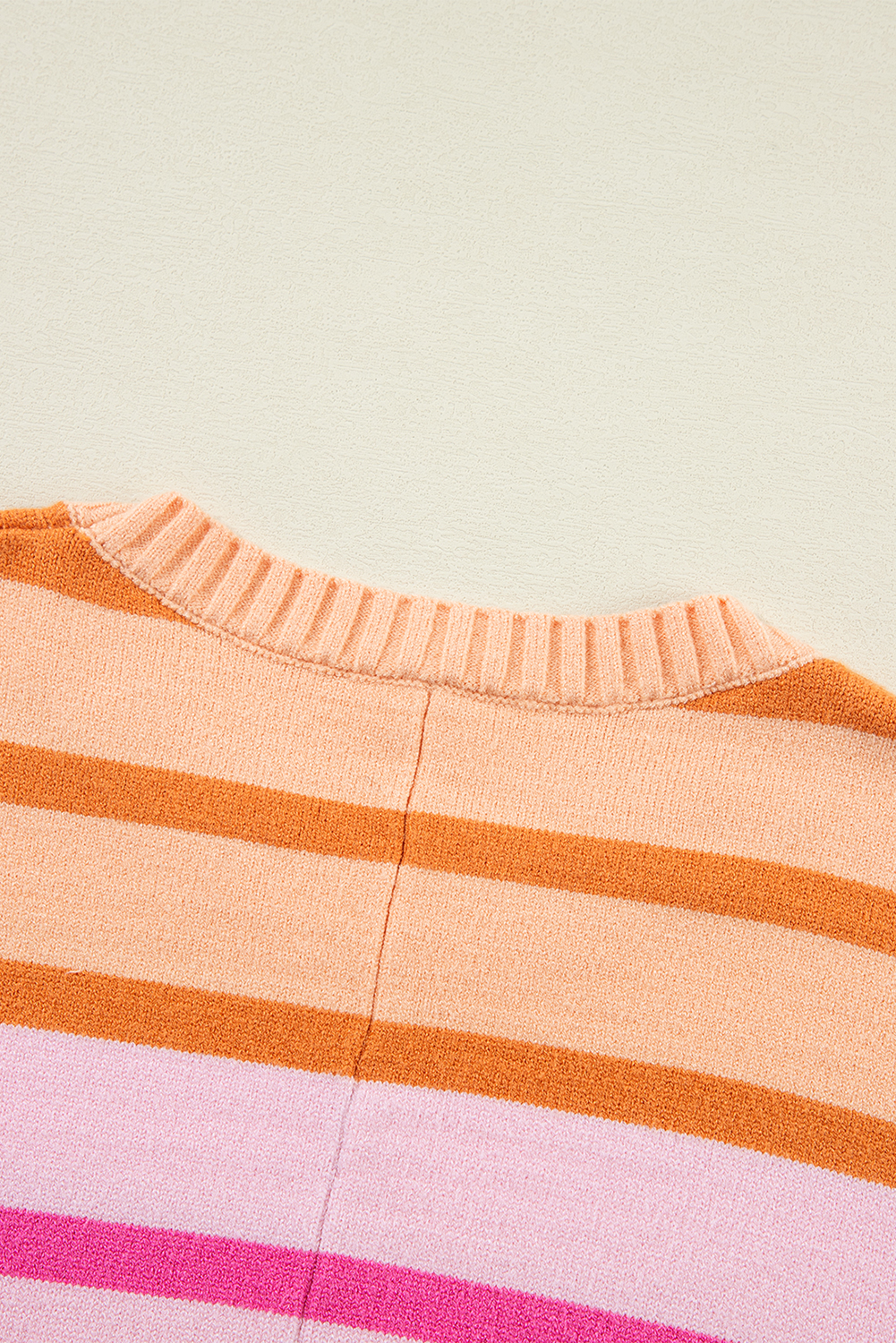Yellow Stripe Gradient Striped Ribbed Edge Loose Sweater - loveforevers