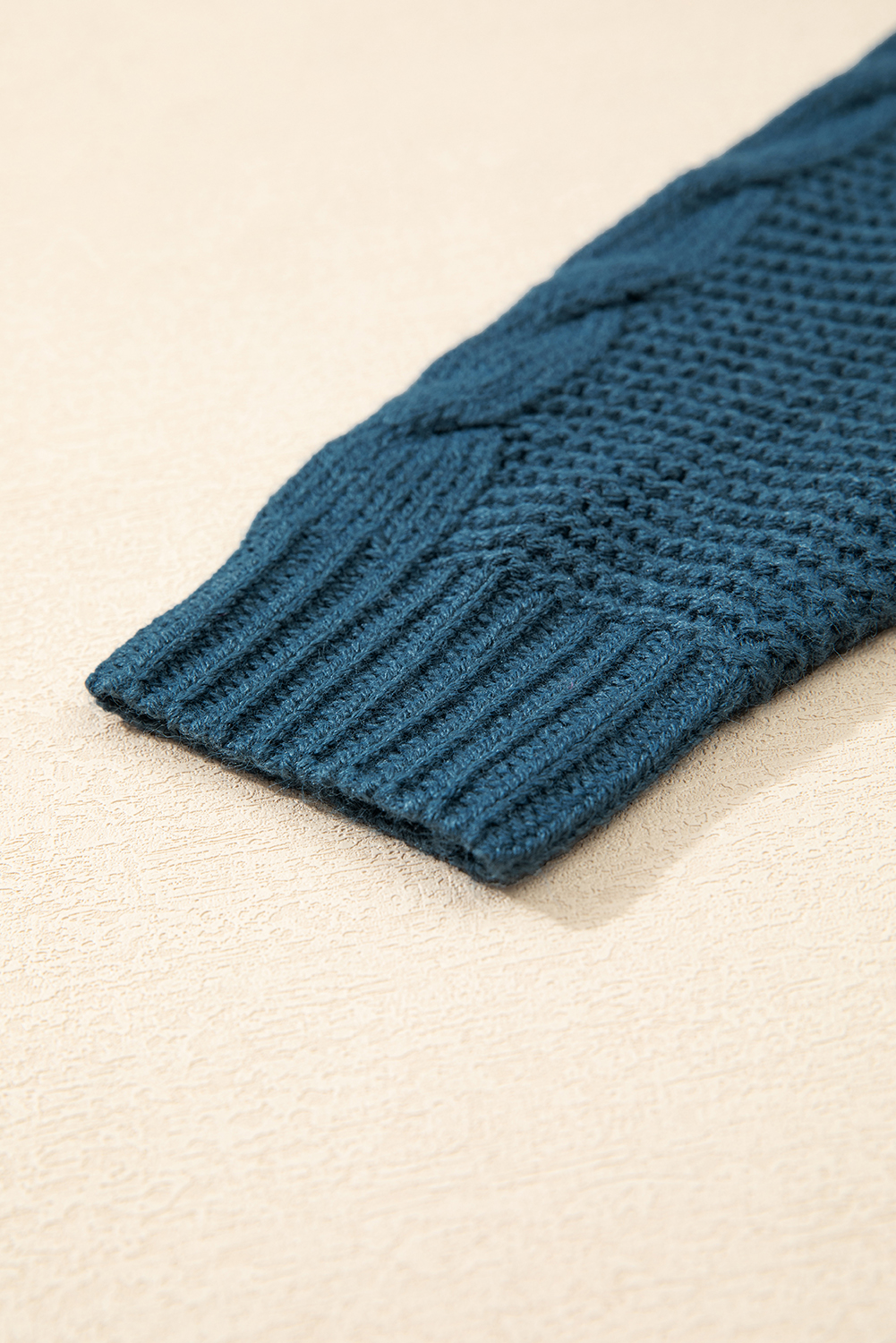 Peacock Blue Cable Knit Button Front Pocketed Baggy Cardigan - loveforevers