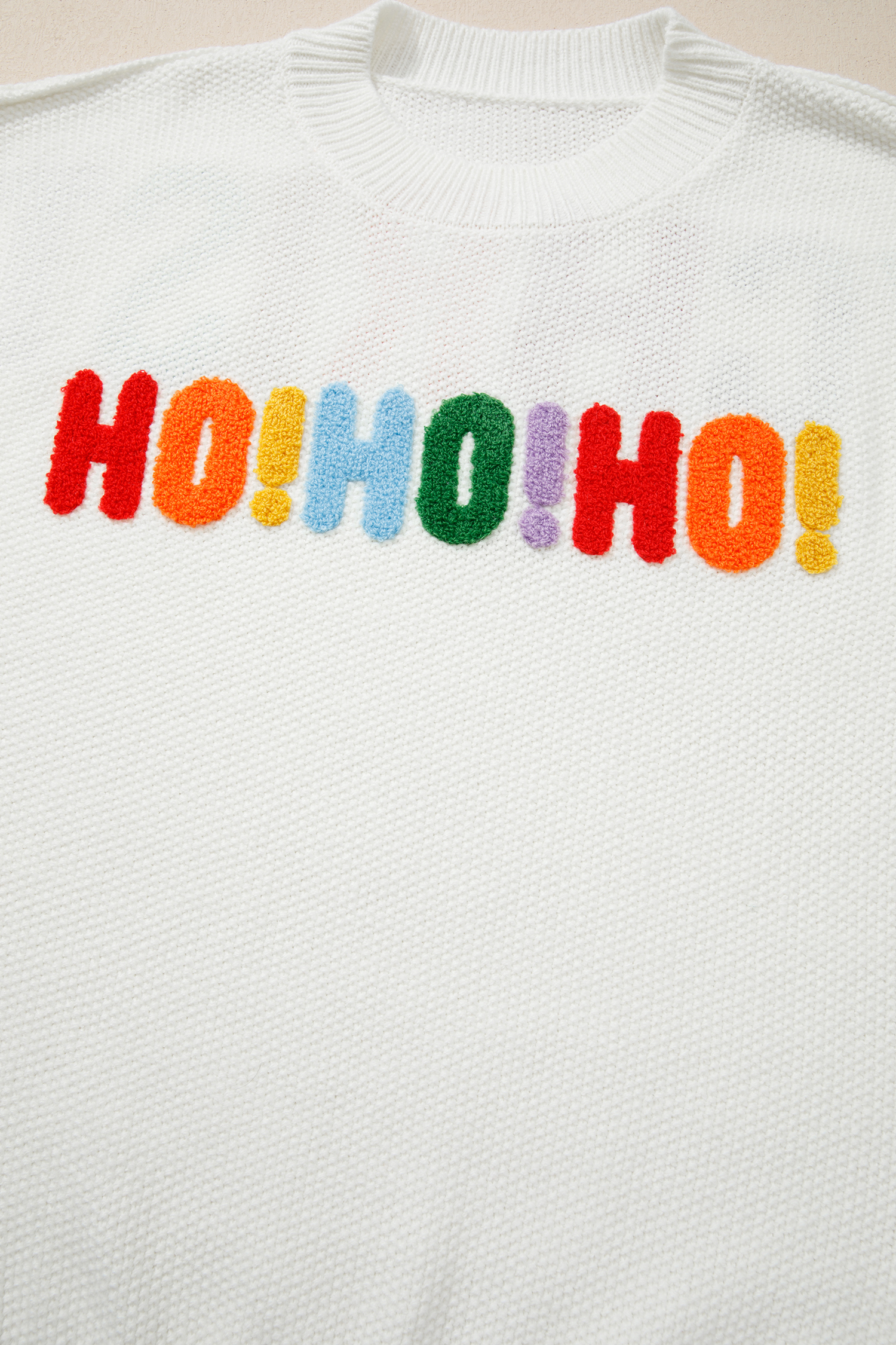 White Chenille Graphic Drop Shoulder Holiday Sweater - loveforevers