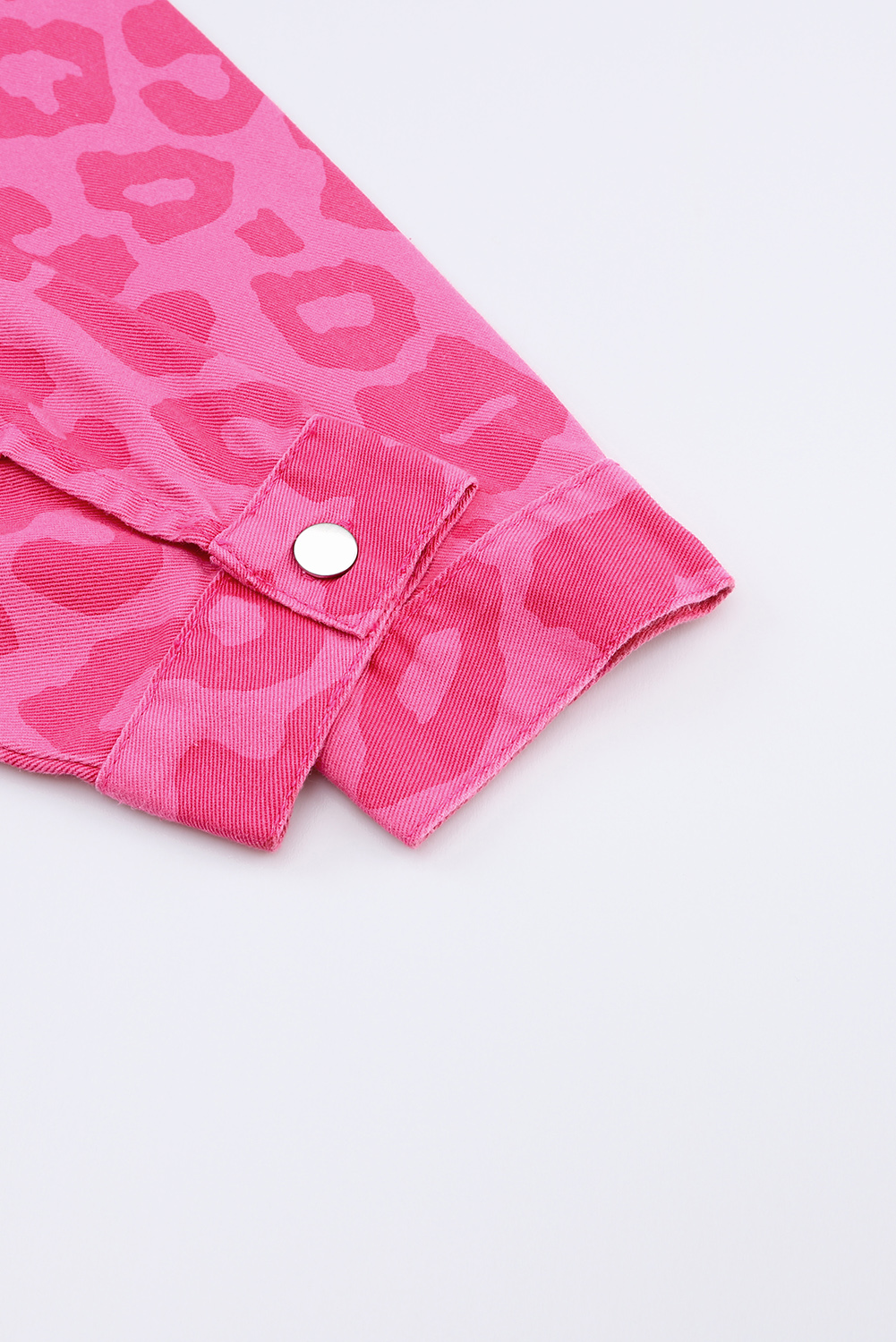 Pink Leopard Print Button Cuffs Raw Hem Jacket - loveforevers