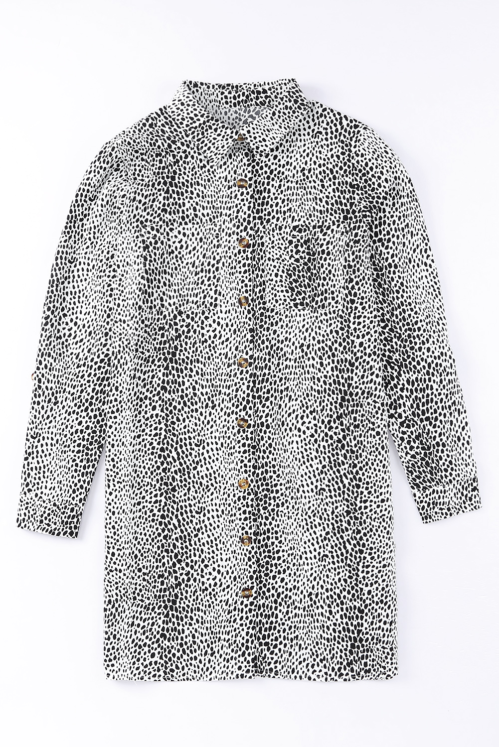 Long Sleeve Leopard Animal Print Shirt Dress - loveforevers
