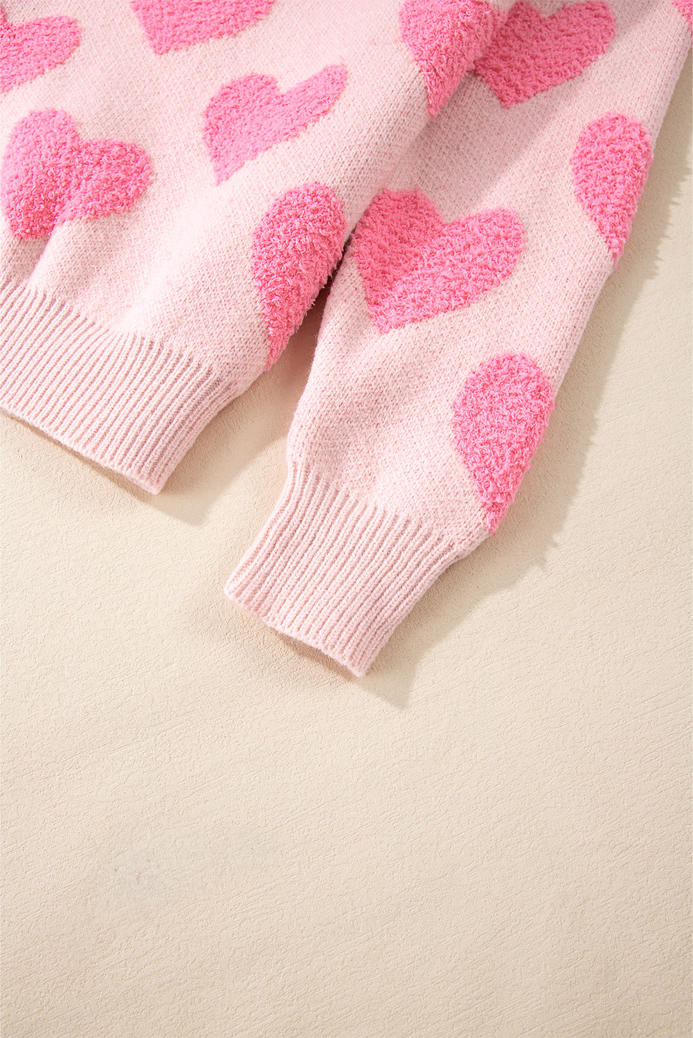 Light Pink Valentine's Day Heart Jacquard Knit Sweater - loveforevers