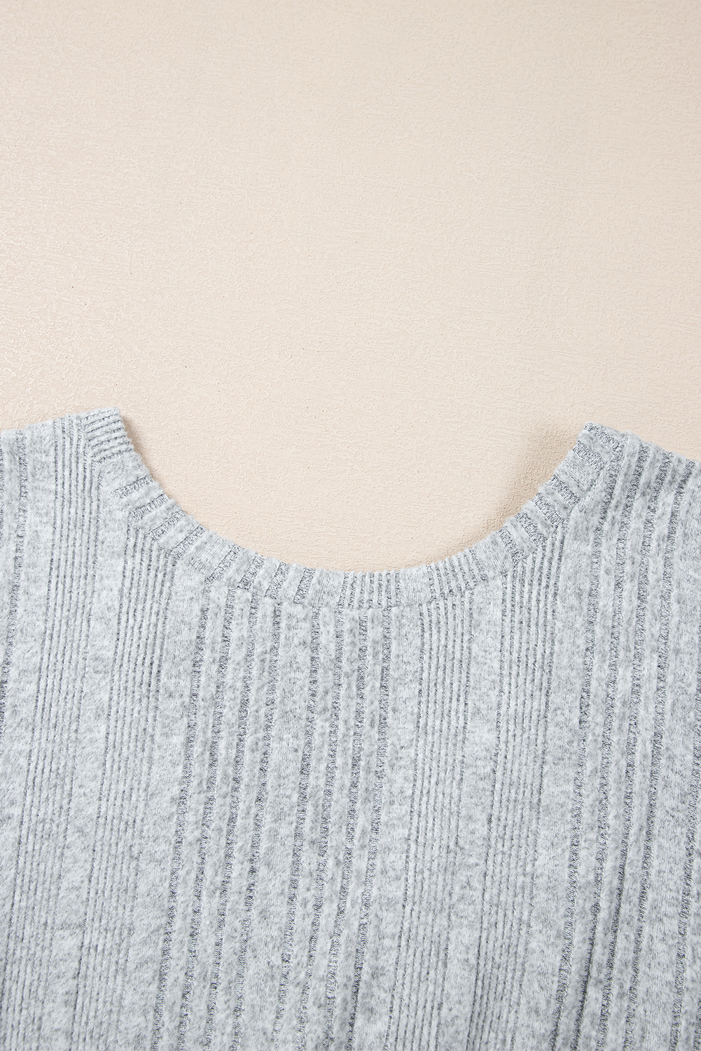 Light Grey Textured Crossover Backless Knit Long Sleeve Top - loveforevers