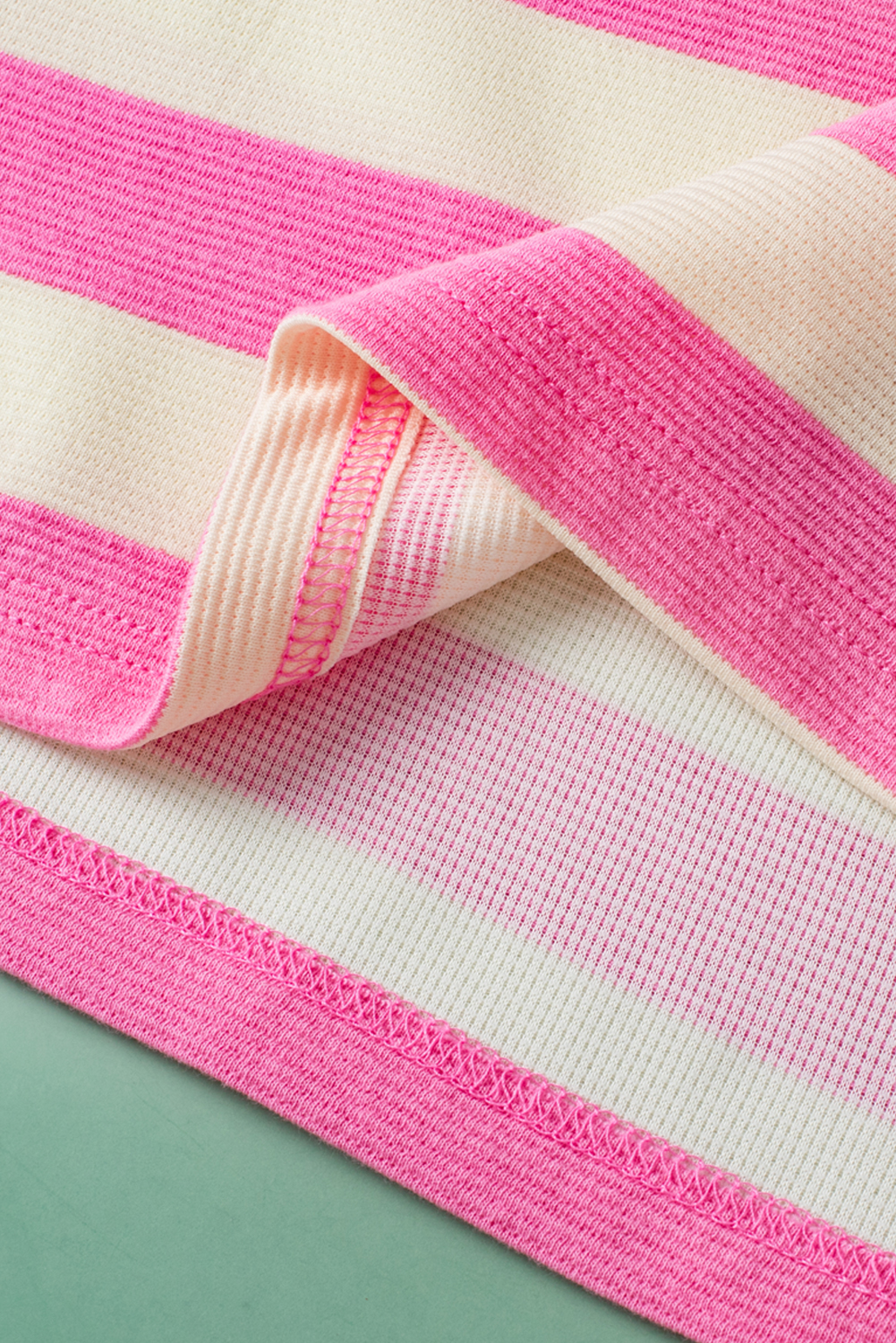 Pink Stripe V Neck Collared Cap Sleeve Top - loveforevers