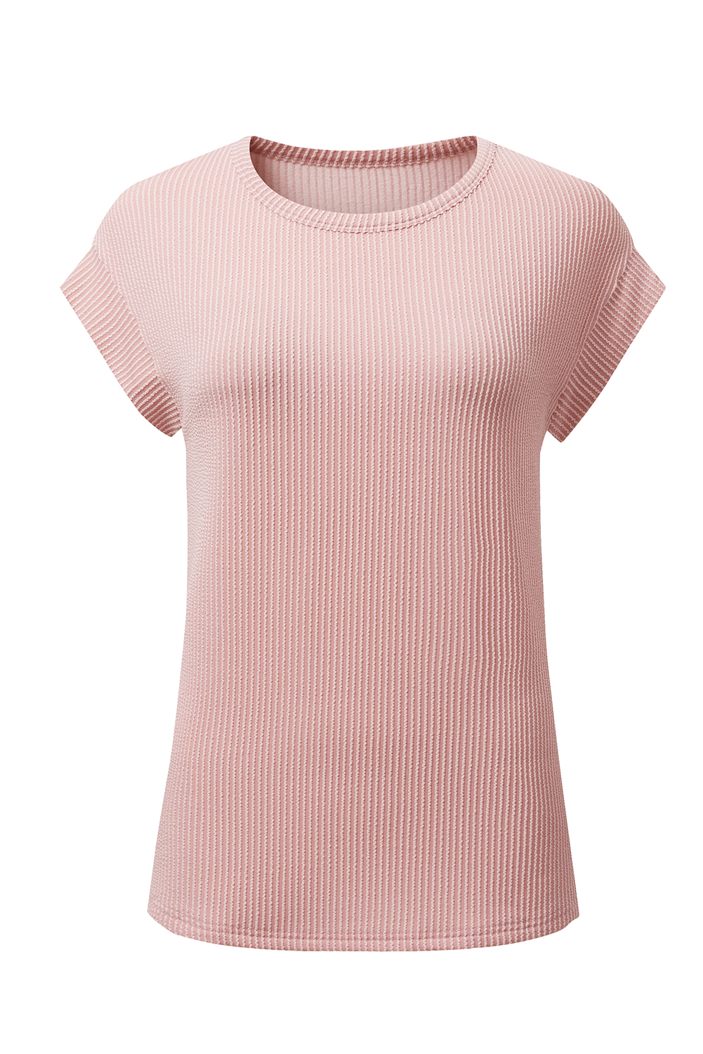Gray Twisted Rib Wide Sleeve Crew Neck T Shirt - loveforevers