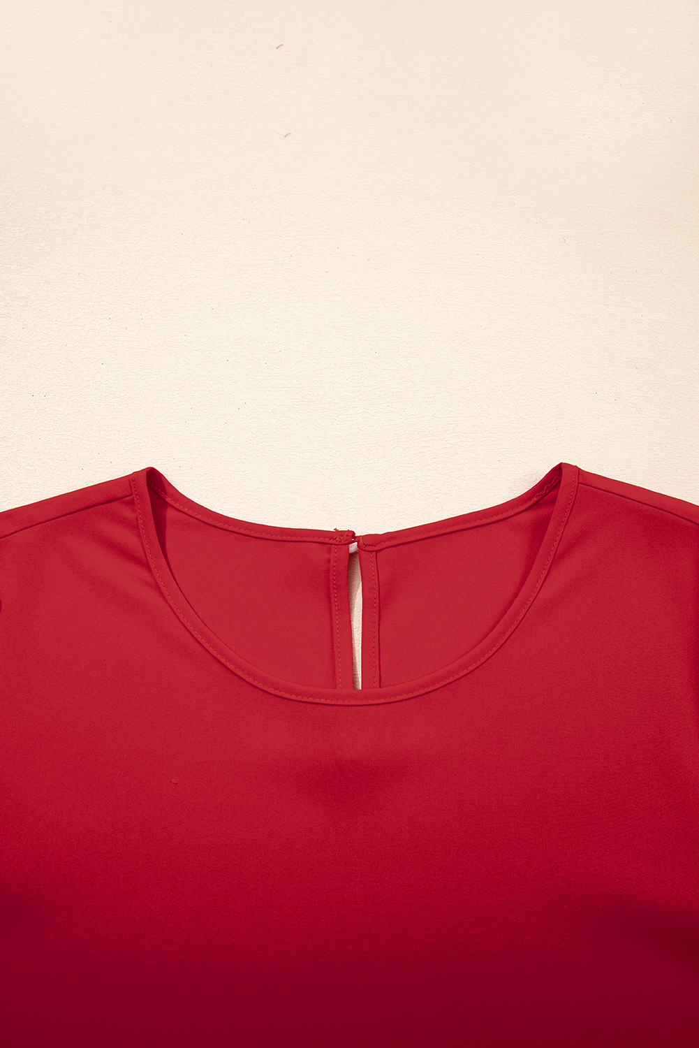 Black Ruffle Trimmed 3/4 Sleeve Round Neck Blouse - loveforevers