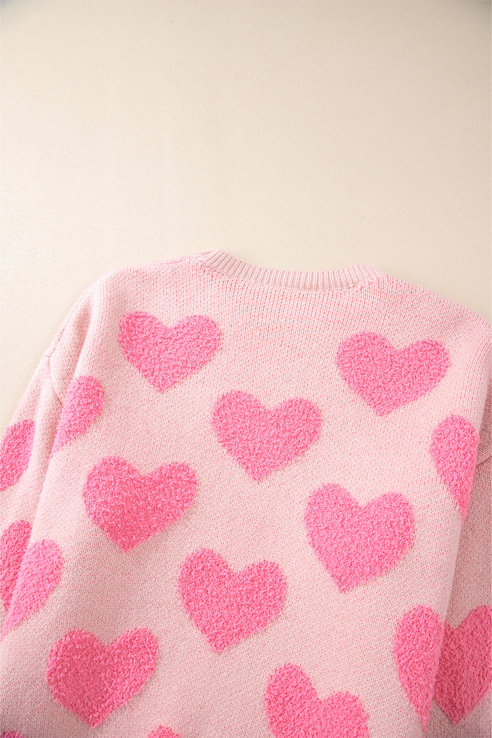 Light Pink Valentine's Day Heart Jacquard Knit Sweater - loveforevers