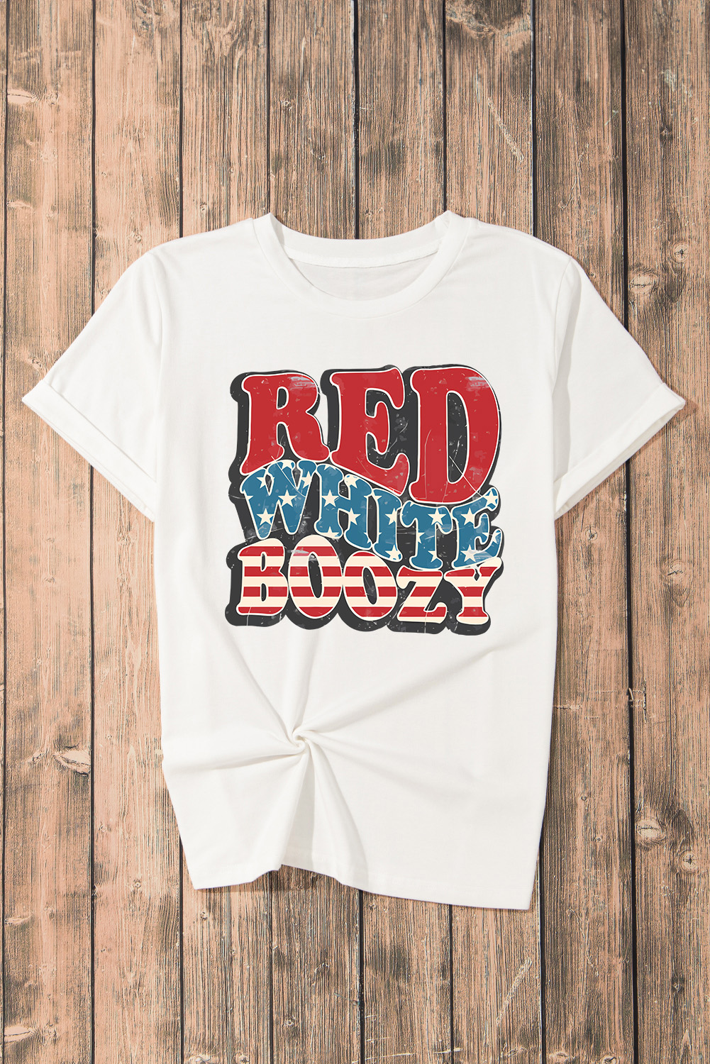 White RED WHITE BOOZY Stars and Stripes Graphic T Shirt - loveforevers