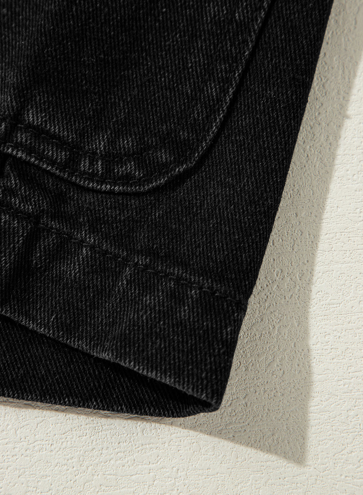 Black Side Pockets Lapel Collar Denim Jacket - loveforevers