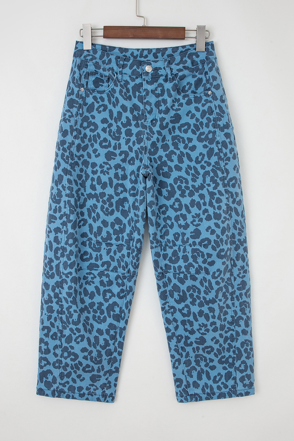 Khaki Leopard Print Straight Loose Jeans - loveforevers