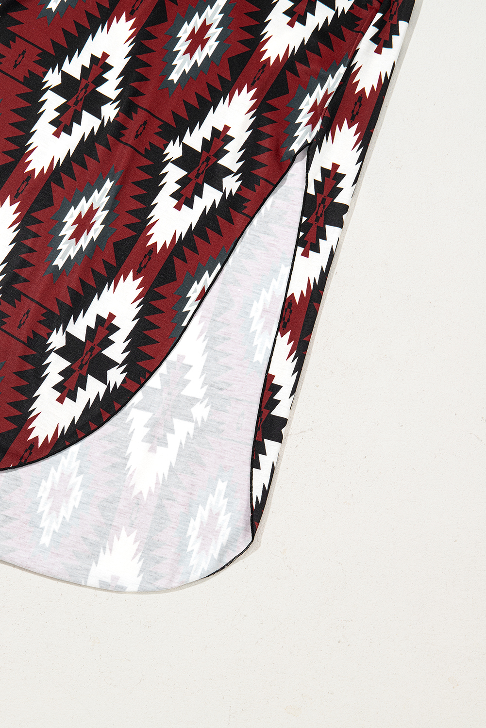 Red Western Aztec Printed Long T-shirt Dress - loveforevers