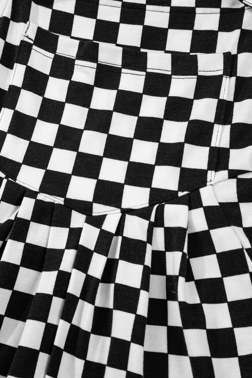 Black Checkered Print Pocketed Wide Leg Jumpsuit - loveforevers