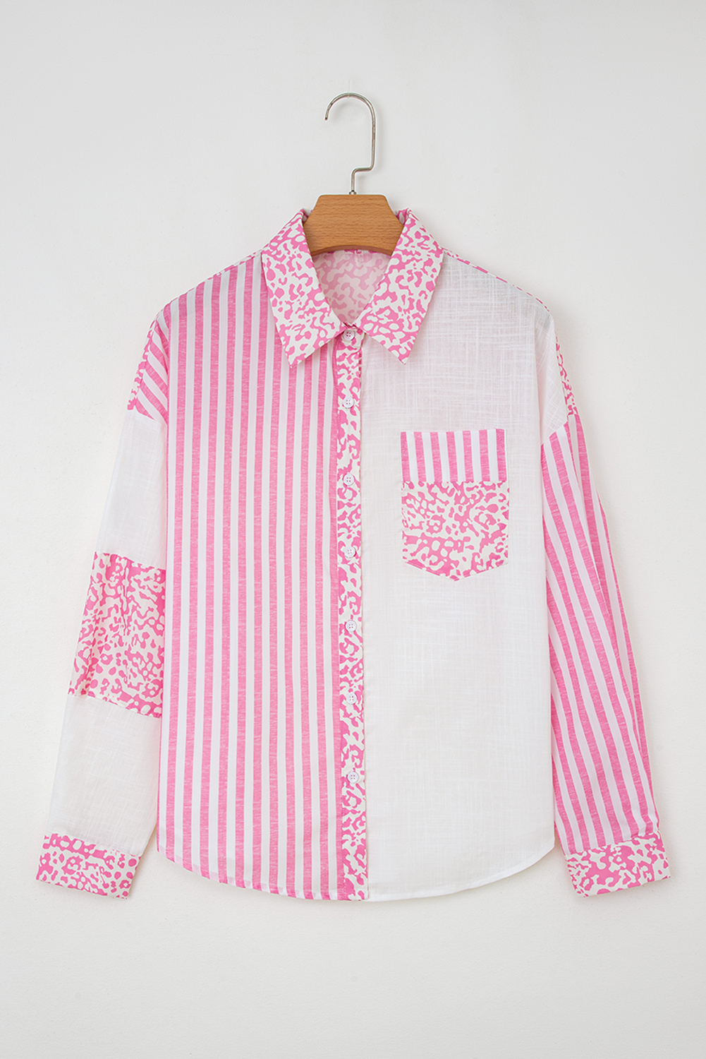 Sky Blue Leopard Striped Western Casual Shirt - loveforevers