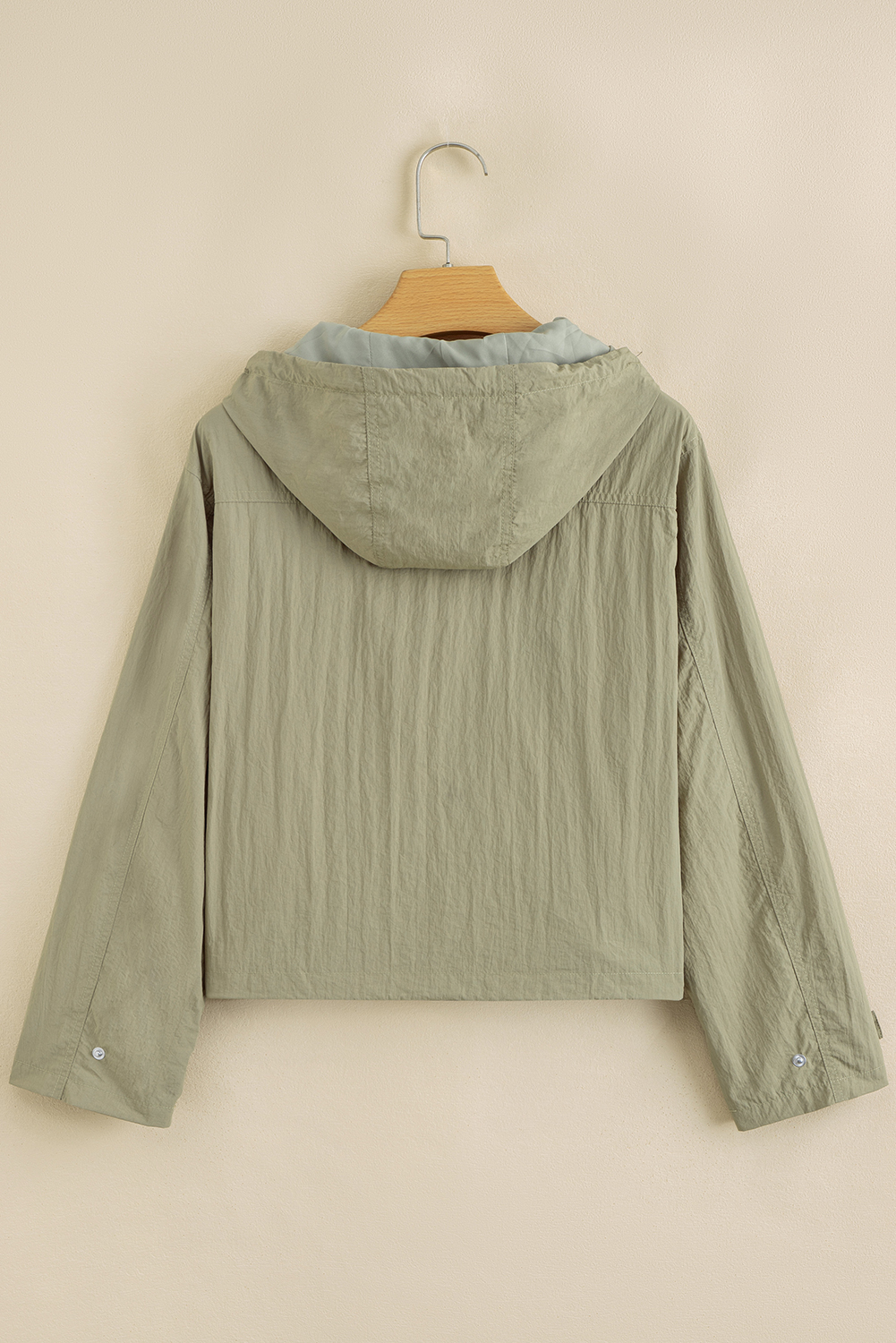 Laurel Green Zipped Pocket Cropped Hooded Utility Jacket - loveforevers