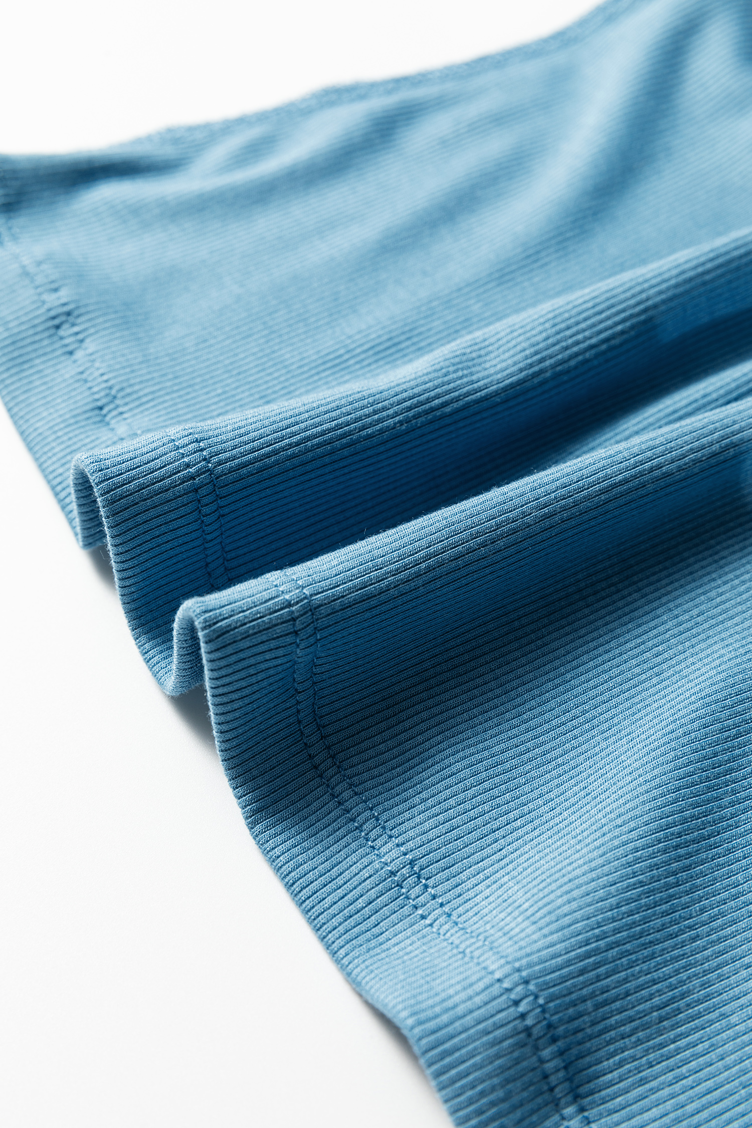 Peacock Blue Crew Neck Cap Sleeve Ribbed T Shirt - loveforevers