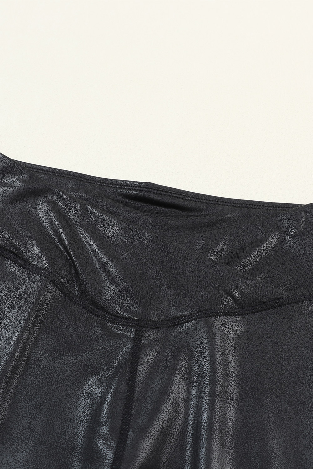 Dearlovers Black Crossed Dip Waist Sleek Leather Leggings - loveforevers