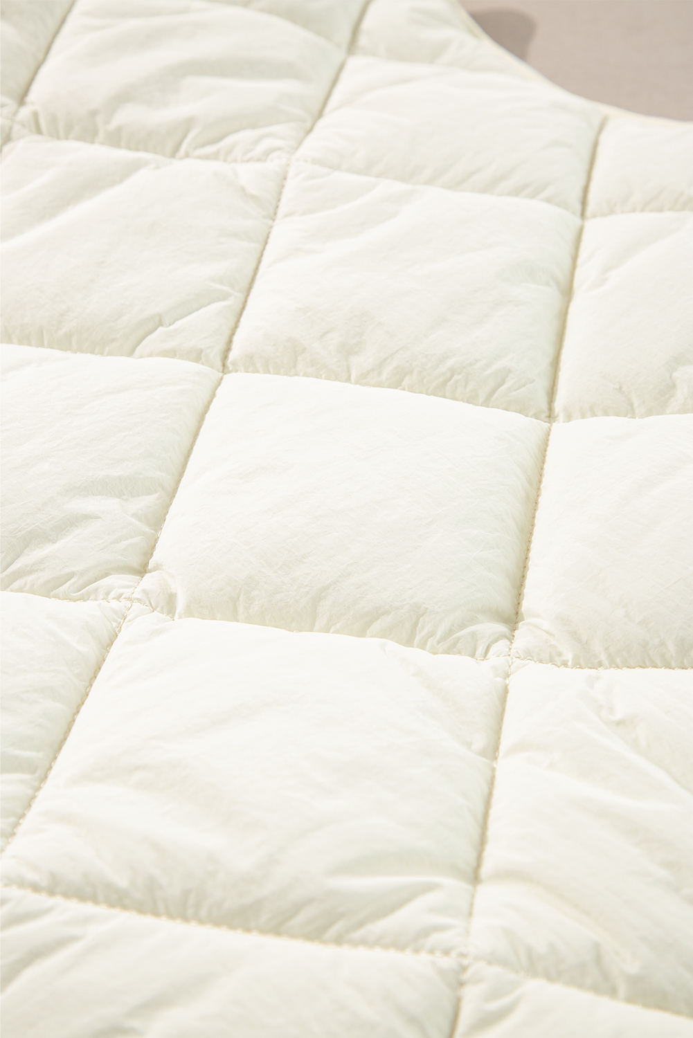 Beige Quilted High Neck Button Up Pocket Vest Coat - loveforevers