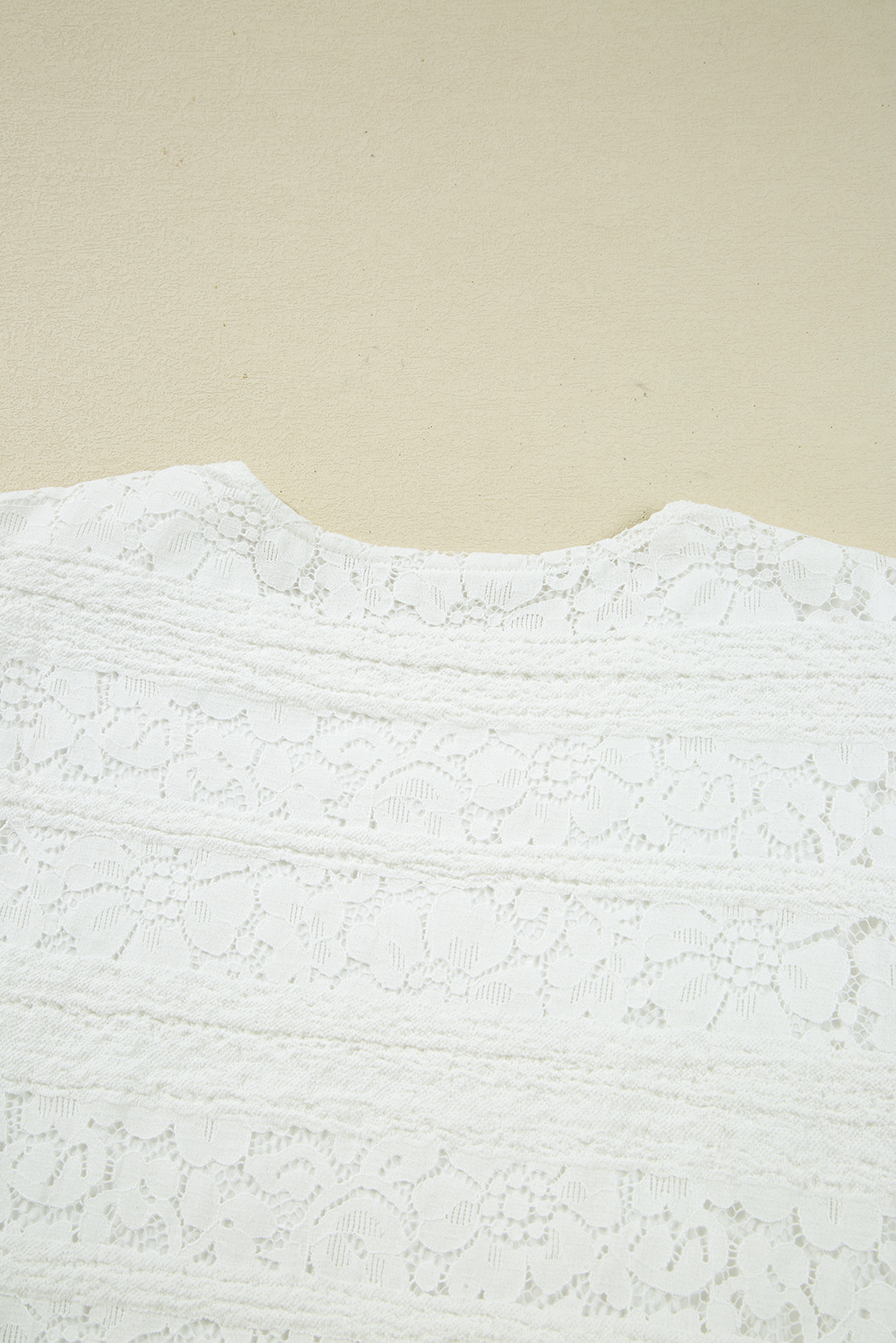 White Lace Crochet Round Neck Puff Sleeve Shift Mini Dress - loveforevers