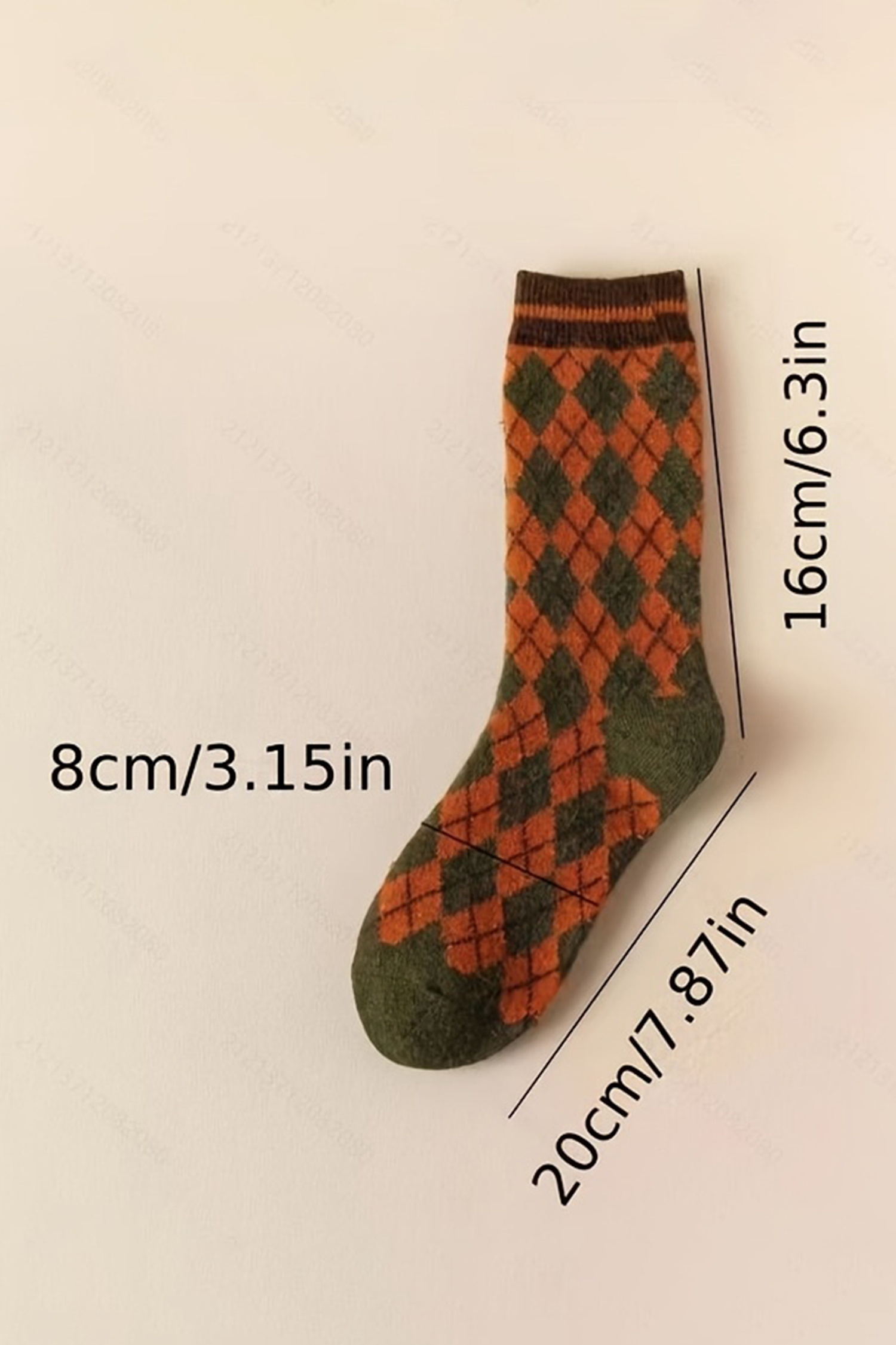 Guacamole Green 5 Pairs Retro Geometric Pattern Combed Cotton Socks Set - loveforevers