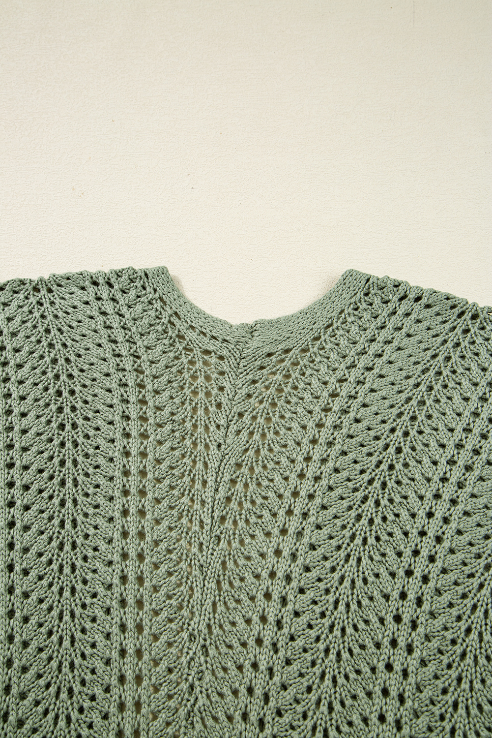 Green Bay Scalloped Edge Eyelet Knit Batwing Sleeve Cardigan - loveforevers