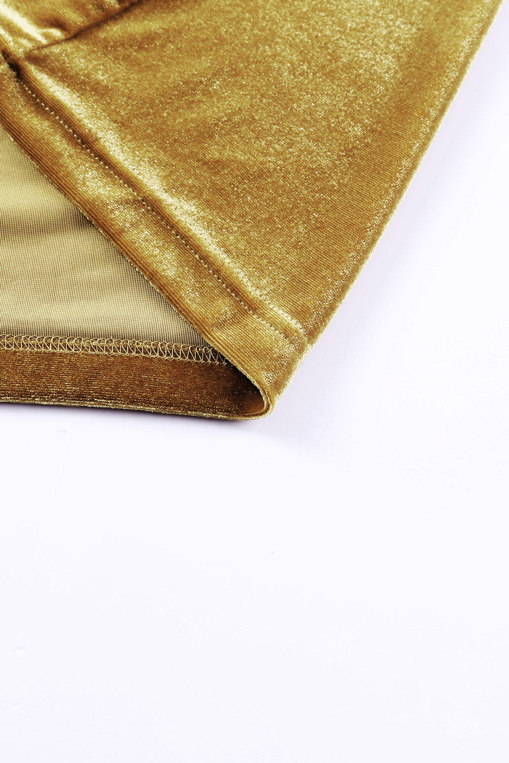 Yellow Velvet Open Front Pocketed Long Duster - loveforevers