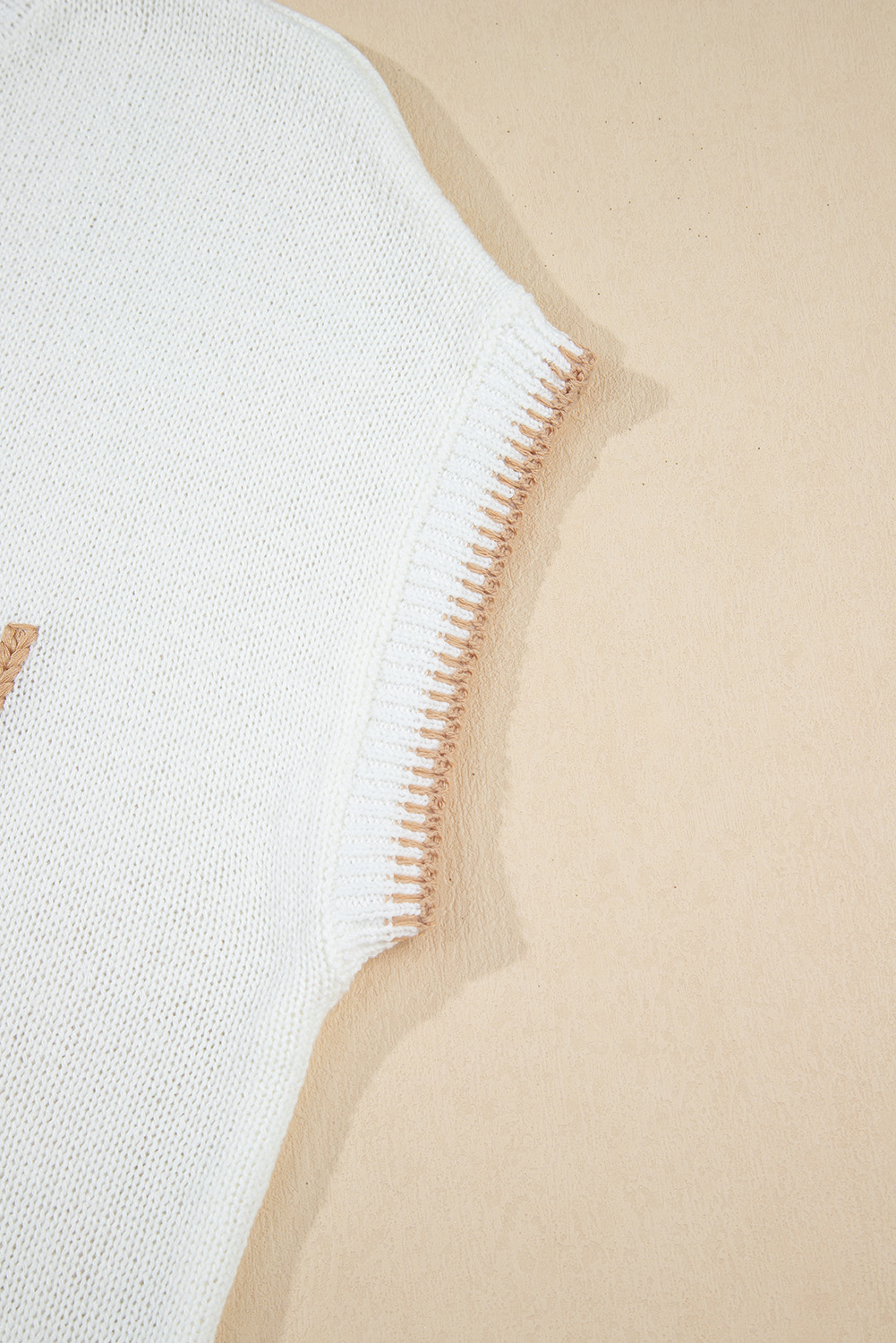 White Knitted YEEHAW Stitch Edge Crew Neck Sweater T Shirt - loveforevers
